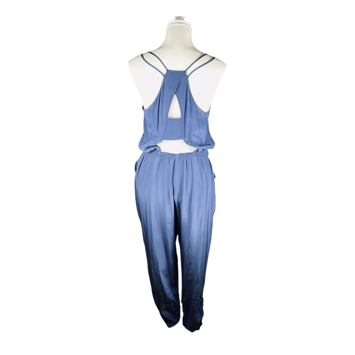 Parker Parker Chapman Navy Silk Jumpsuit Open Back Ruched Ankle M Size 30" / US 8 / IT 44 - 2 Thumbnail