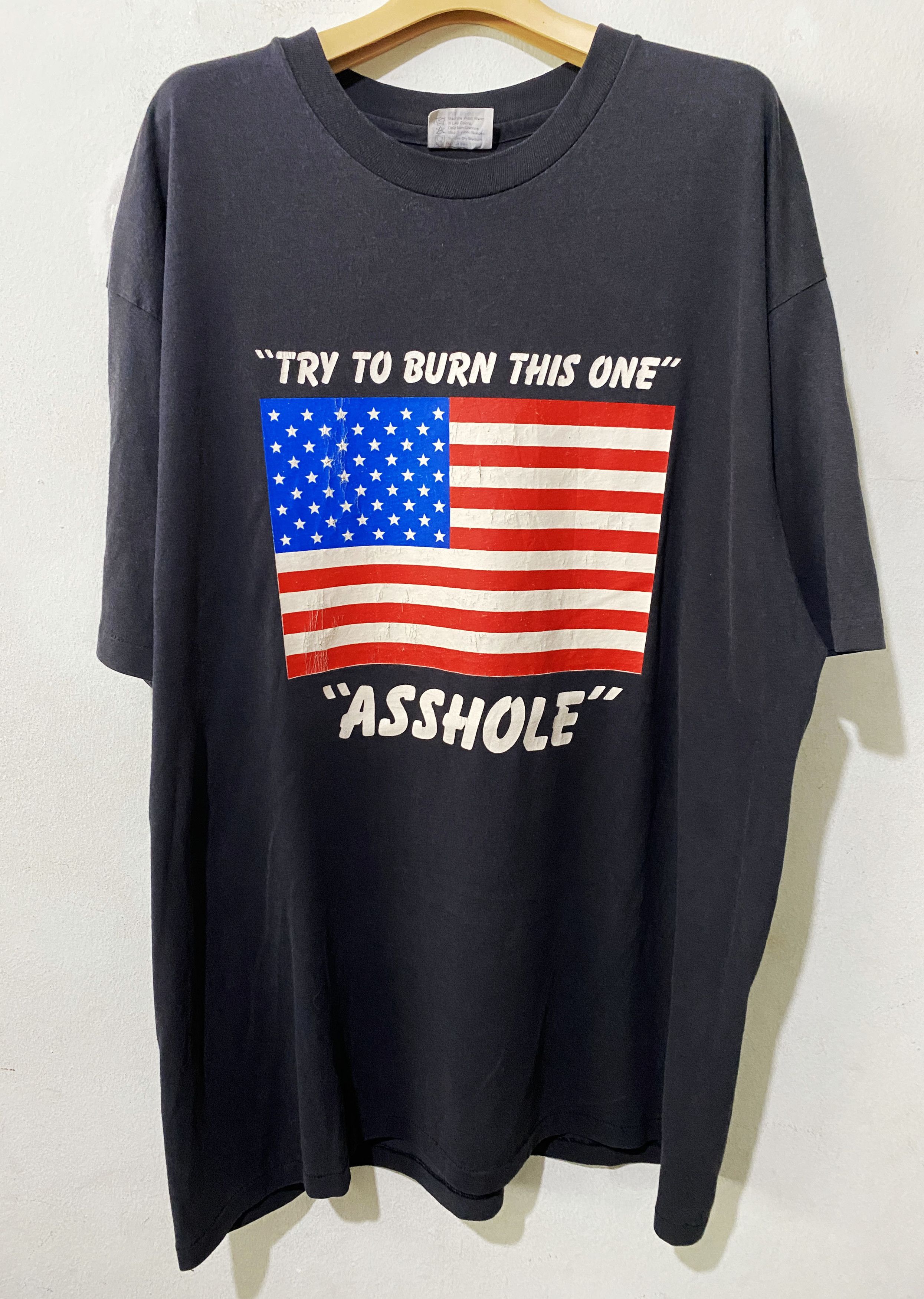 Vintage Vintage 90s Try Burning This One Asshole T-Shirt Size US XXL / EU 58 / 5 - 1 Thumbnail