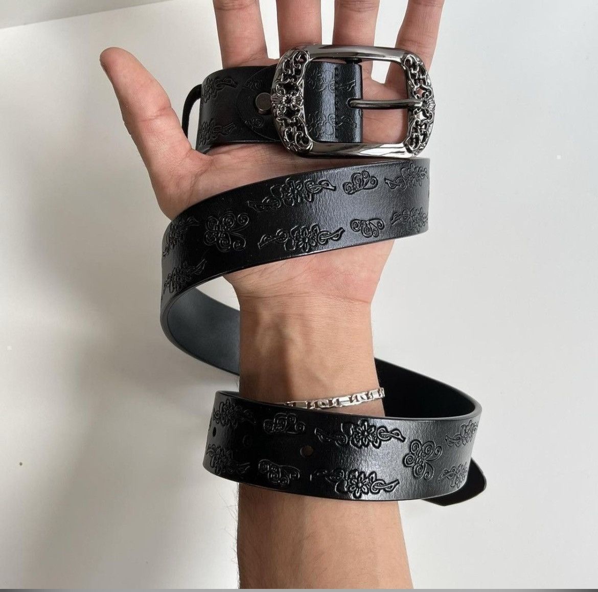 Cowboy Equipment × Vintage vintage style american western floral design black belt Size ONE SIZE - 4 Thumbnail