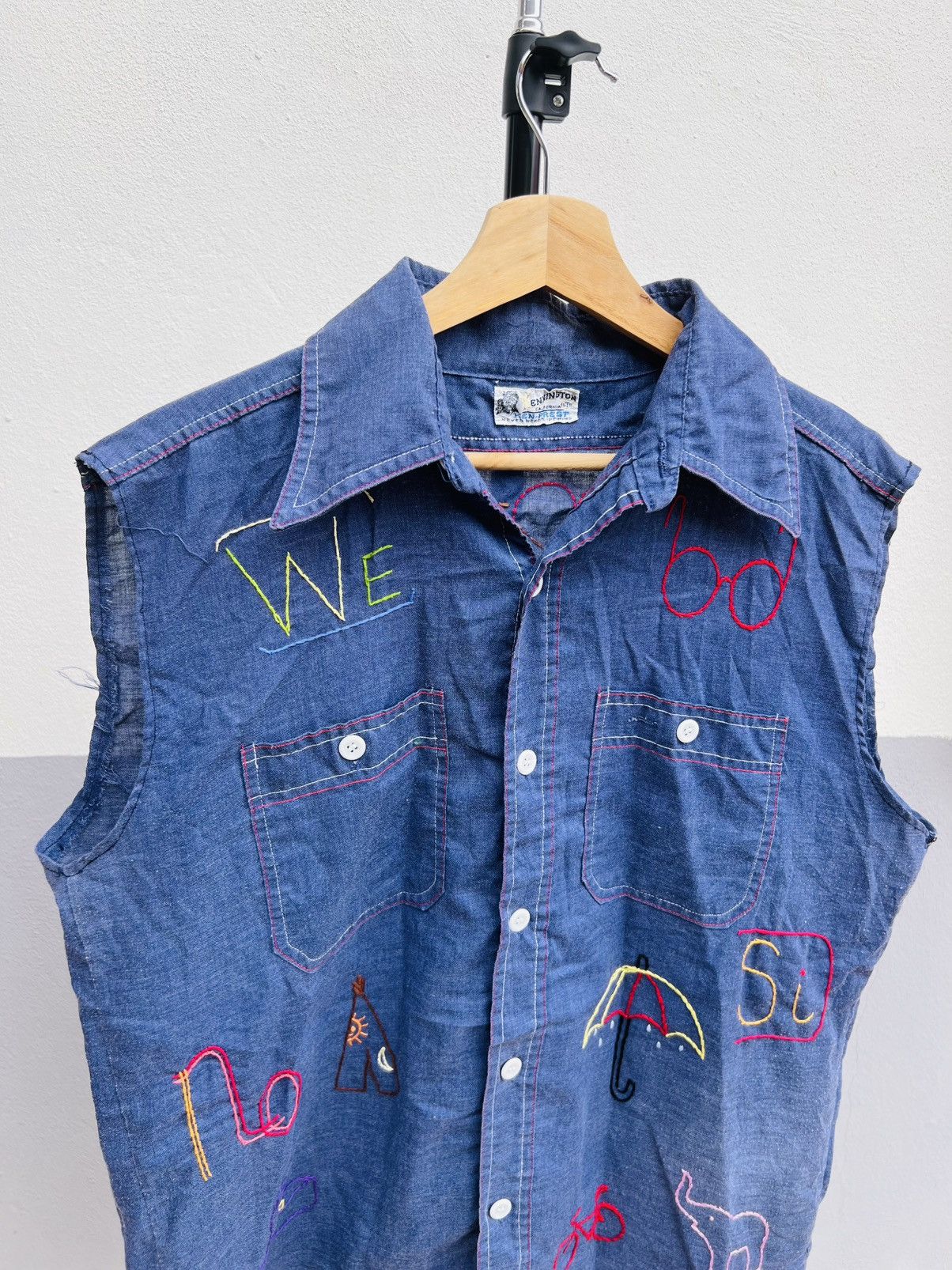 Vintage Late 60s Ennington California Sleveless Denim Shirt Size US L / EU 52-54 / 3 - 2 Thumbnail