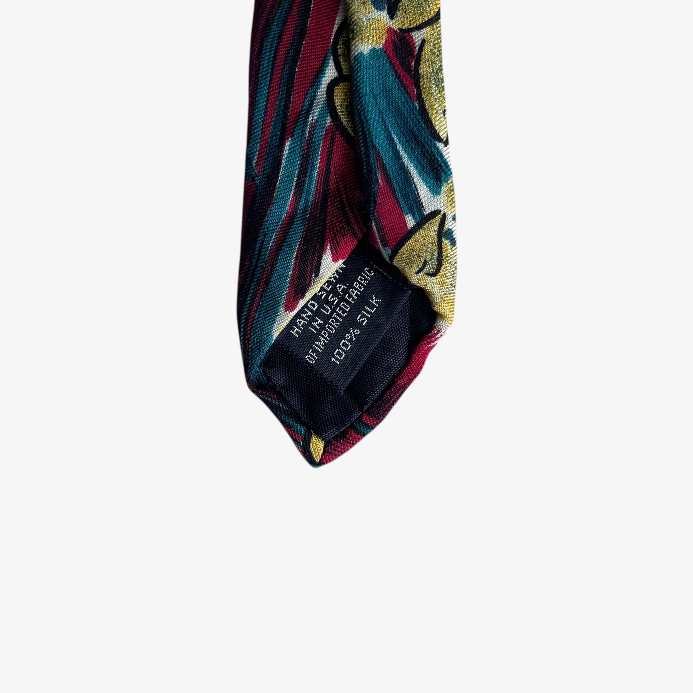 Lands' End Vintage 90s Lands End Floral Painting Print Red Silk Tie Size ONE SIZE - 3 Thumbnail