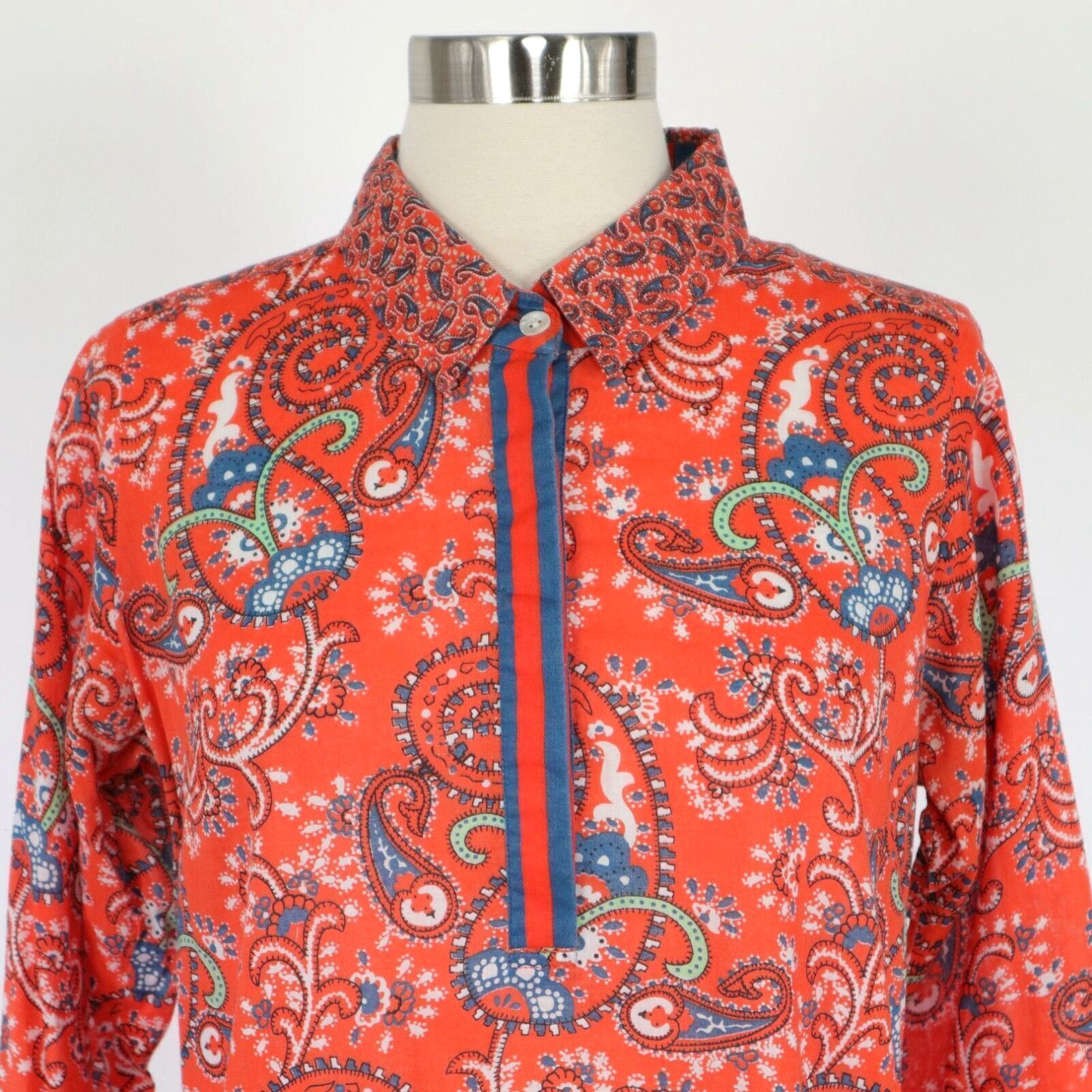 Vintage Gretchen Scott Blouse Top Shirt Womens S Small Popover Paisley Orange Blue Grailed