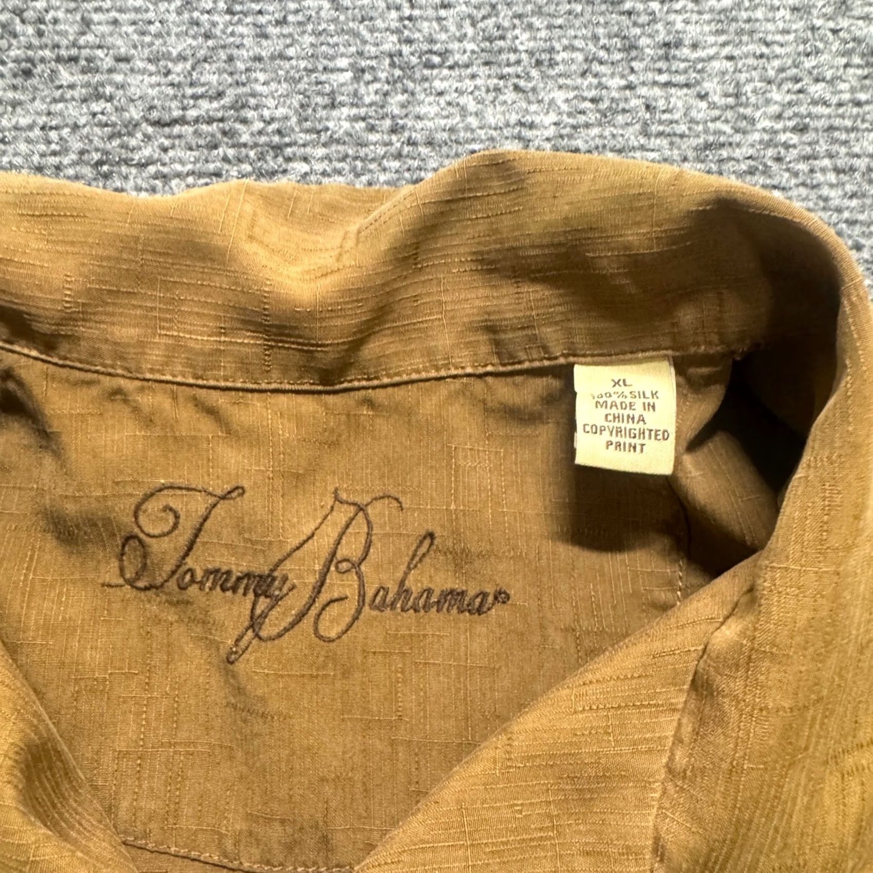 Tommy Bahama Tommy Bahama Men's XL Silk Brown Green Tropical Hawaiian Shirt Embroidered Size US XL / EU 56 / 4 - 3 Thumbnail