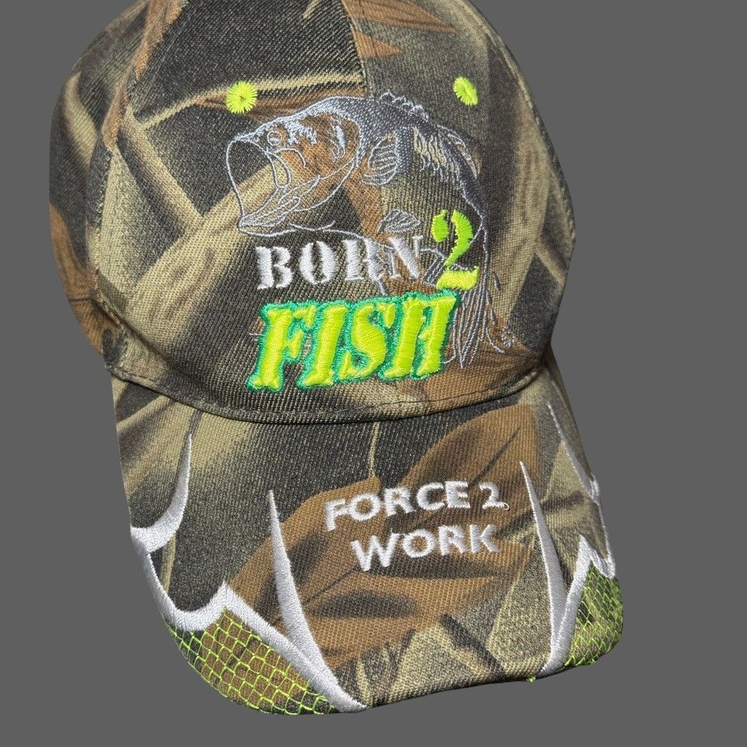 Other Born 2 Fish Forced 2 Work Camouflage Embroidered Cap Hat OS Size ONE SIZE - 3 Thumbnail