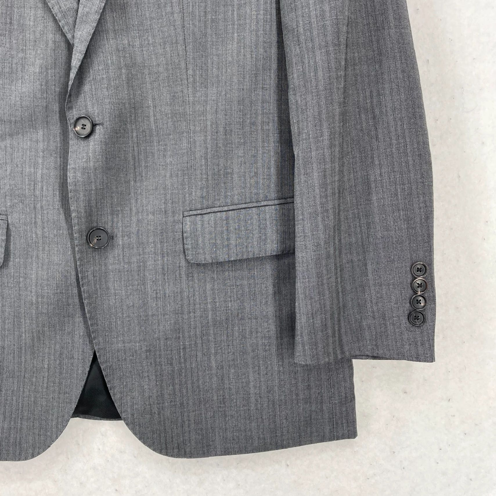 Hugo Boss Hugo Boss Lanificio Tesse Bella Italy Gray Herringbone Blazer 40S 100s Formal Regular Men Blazer Wool Jacket Gray 40 Mens Size 40R - 3 Thumbnail
