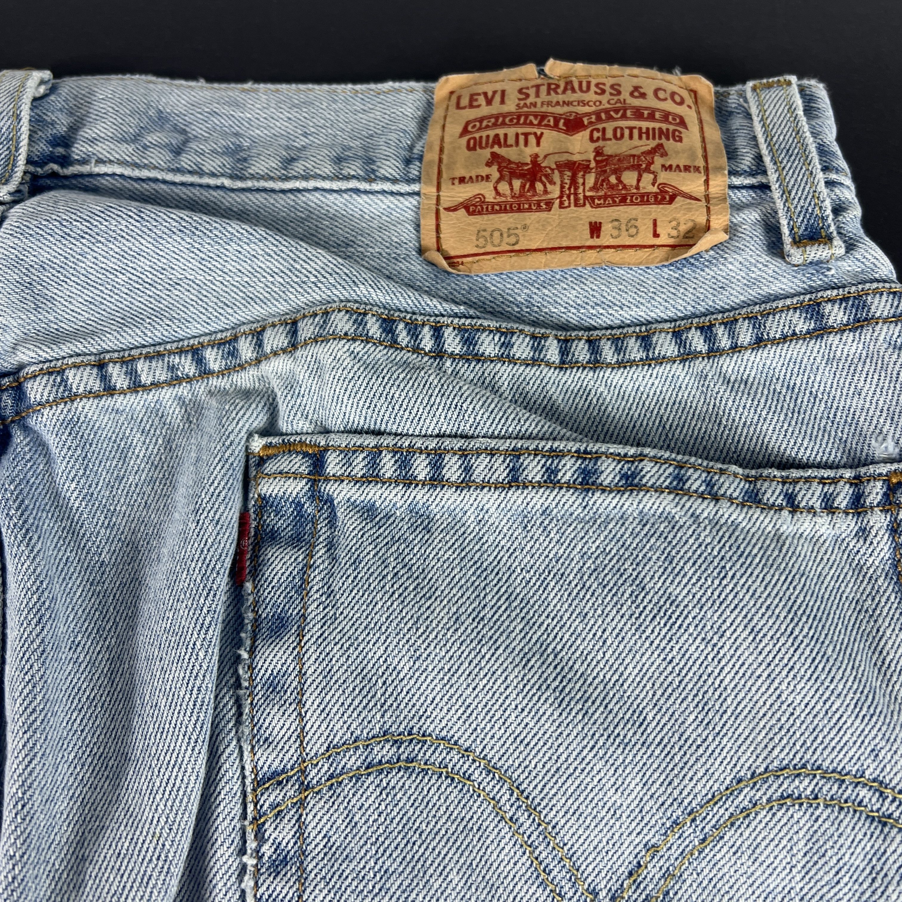 Levi's Y2K Levi's Jeans 505 Straight Light Blue Distressed Denim Size US 35 - 13 Thumbnail