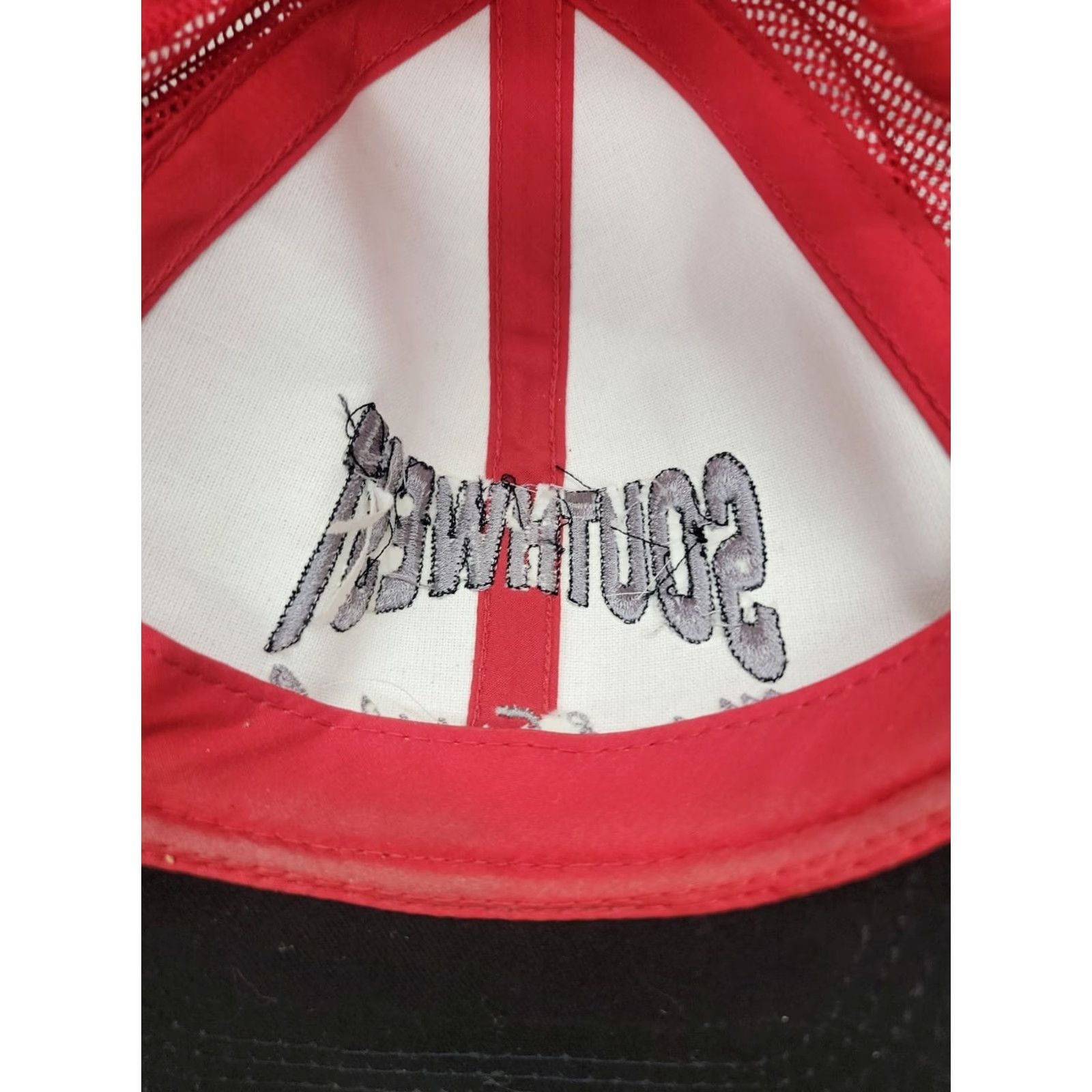 Vintage Red Trucker Snapback Hat Southwest Meter & Supply Co Work Cap Hat Unisex Adults Adjustable Red Cotton Logo 90s Vintage? Size ONE SIZE - 7 Thumbnail