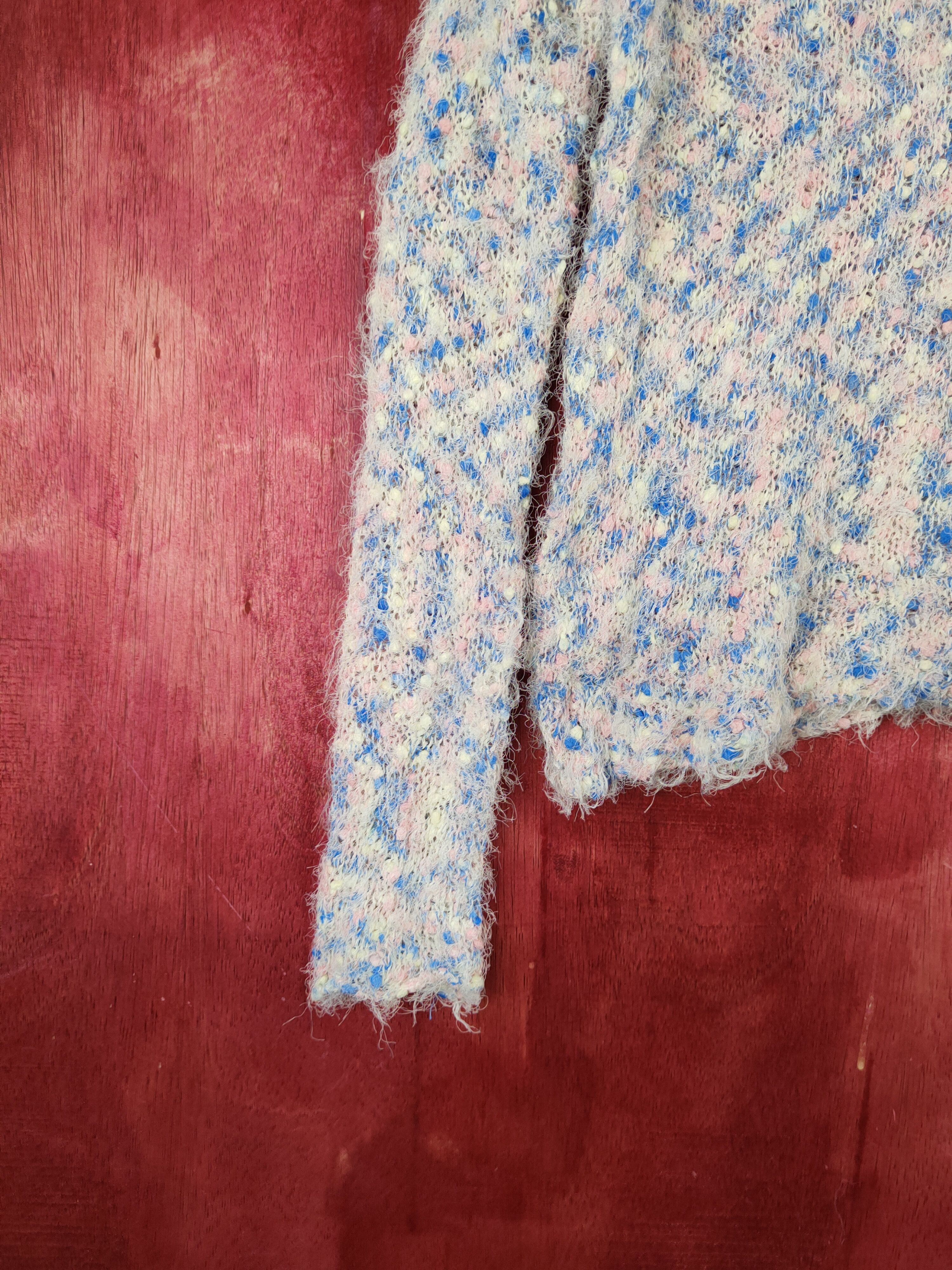 Japanese Brand Appletree Boutique Blue Pink Fur Mohair Knitwear #S1912 Size S / US 4 / IT 40 - 4 Thumbnail