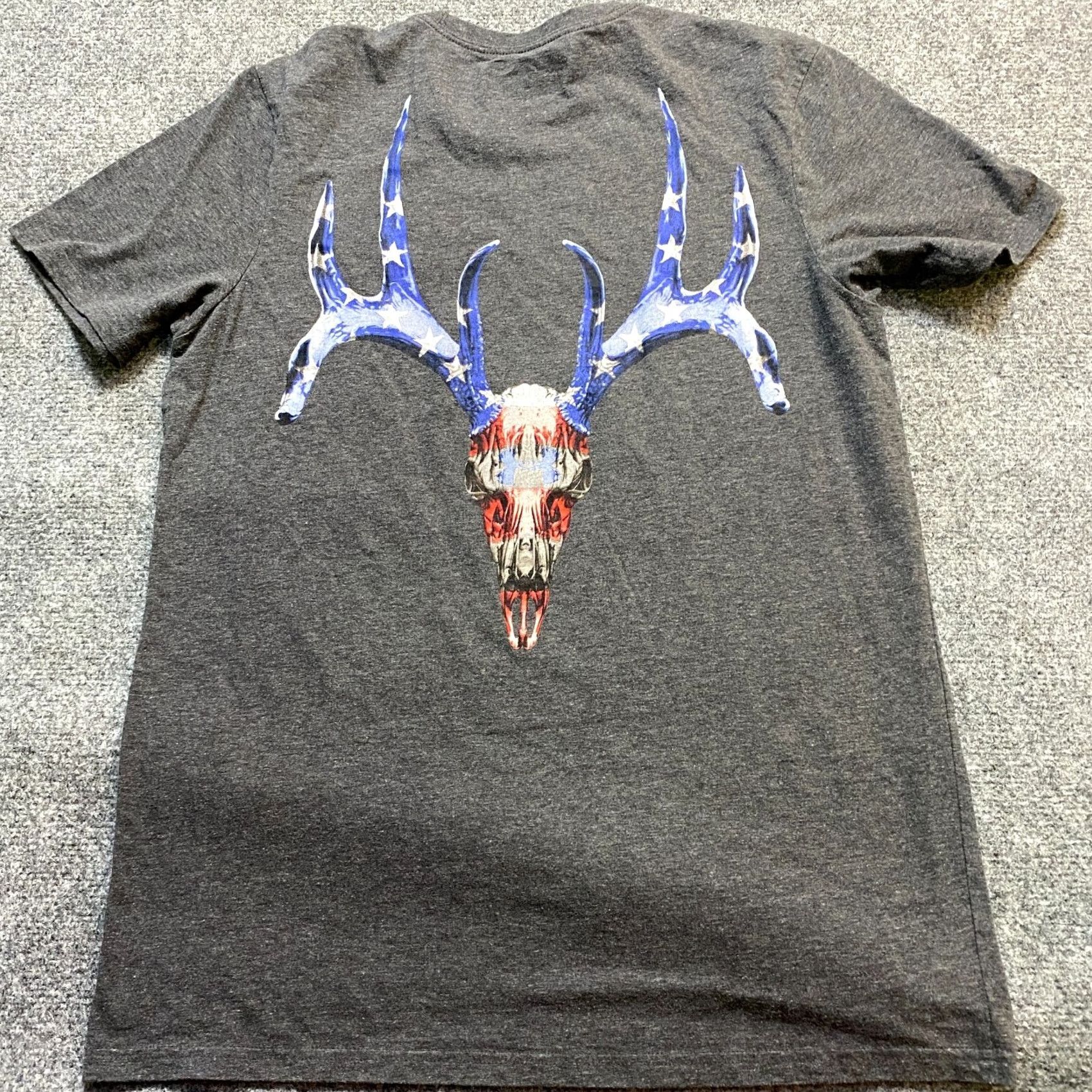Under Armour Under Armour T-shirt Gray Double-Sided Elk American Flag Keep Hammering Mens S Crew Neck Short Sleeve Cotton Blend Shirt Size US S / EU 44-46 / 1 - 2 Thumbnail