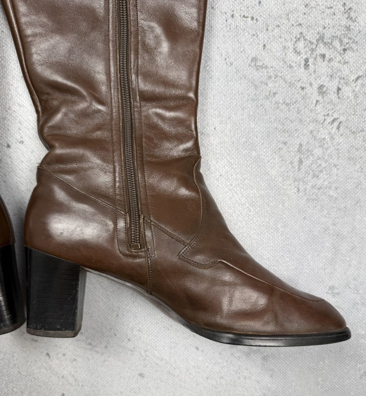 Bally Vintage Bally Brown Leather Knee High Boots Square Toe 70s Size US 6 / IT 36 - 16 Thumbnail