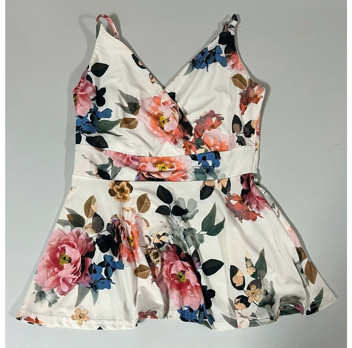 Venus Venus Floral Babydoll Peplum Tank Top Shirt Blouse Size S 🤍✨ Size S / US 4 / IT 40 - 1 Thumbnail