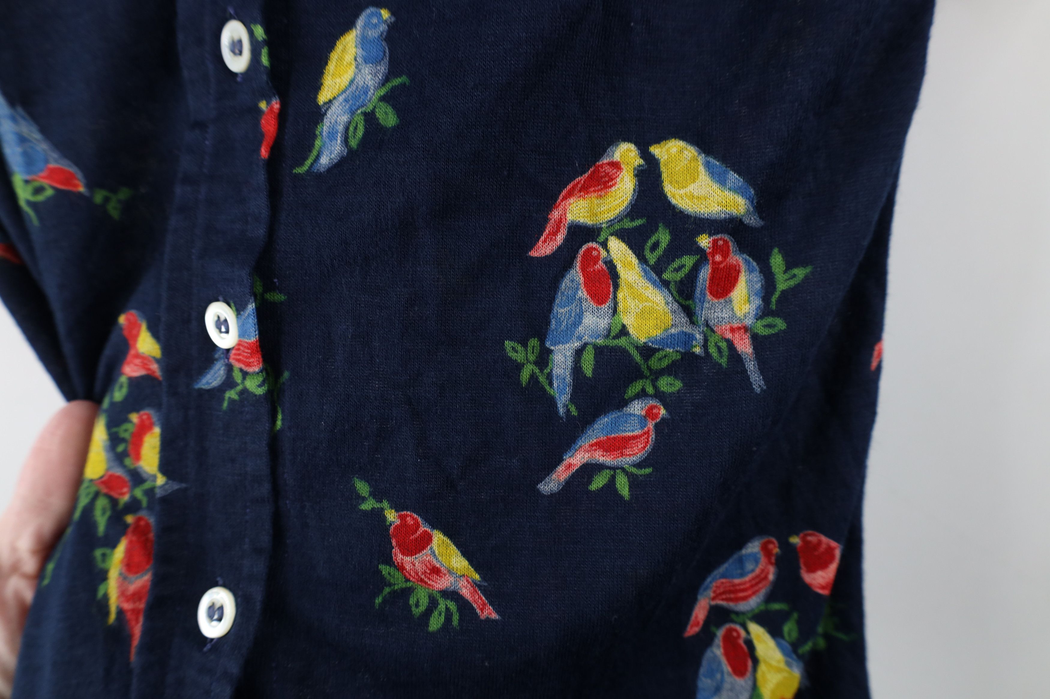 Vintage Vintage 60s 70s Streetwear Flower Knit Collared Button Shirt Size S / US 4 / IT 40 - 6 Thumbnail