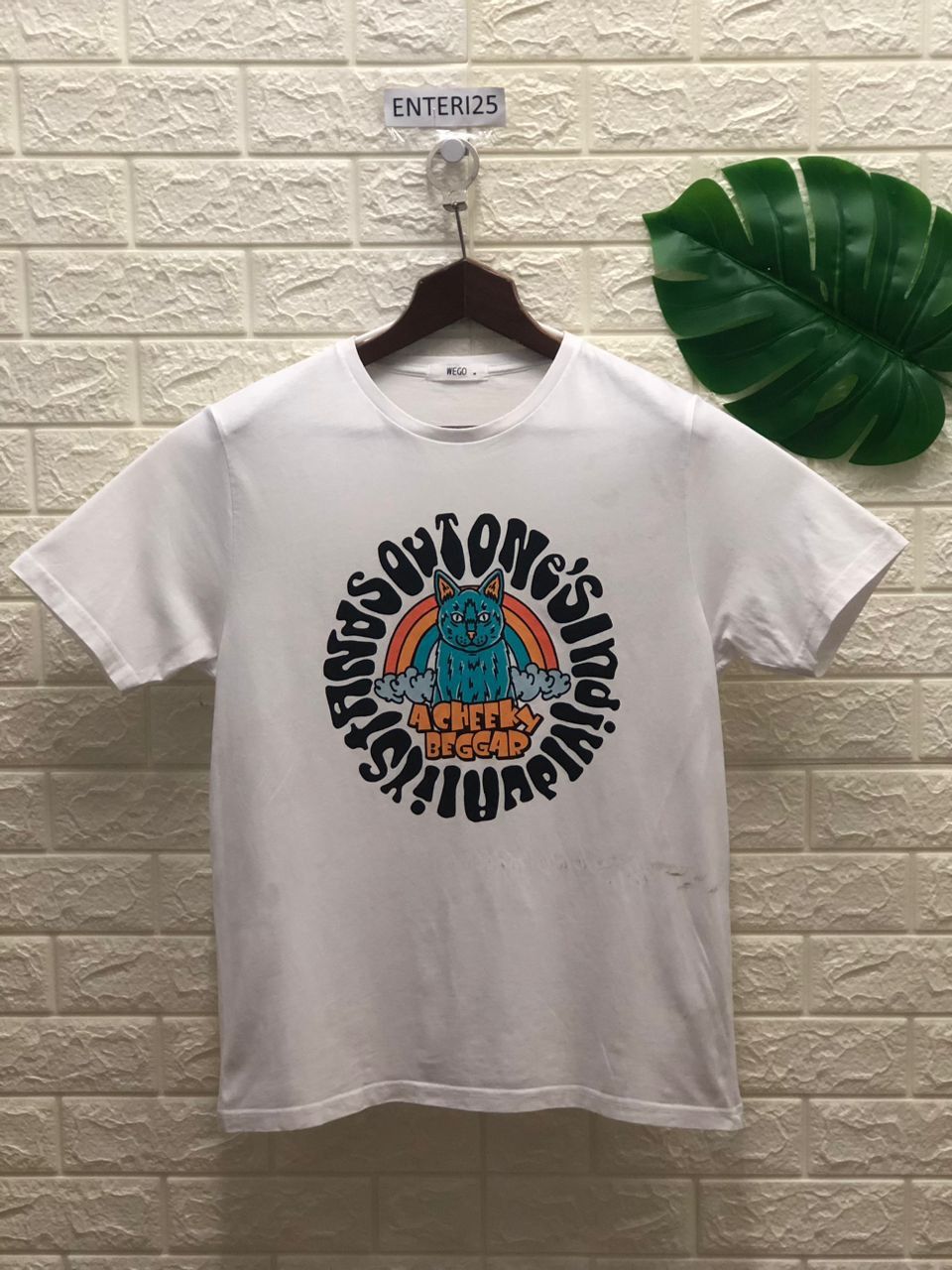 Japanese Brand Vintage WEGO blue cat design a cheeky beggar Size US M / EU 48-50 / 2 - 1 Thumbnail