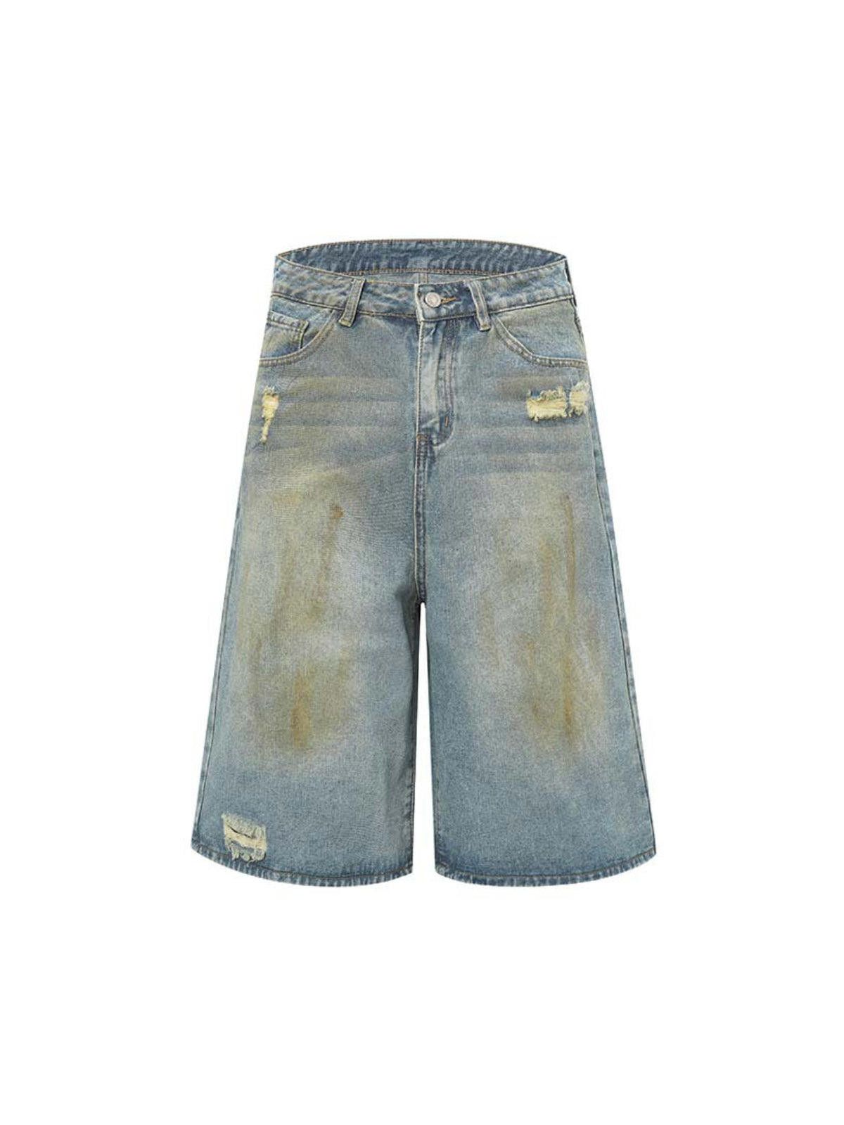 Japanese Brand Washed Distressed Spray-Painted Ripped Jorts Size ONE SIZE - 1 Thumbnail