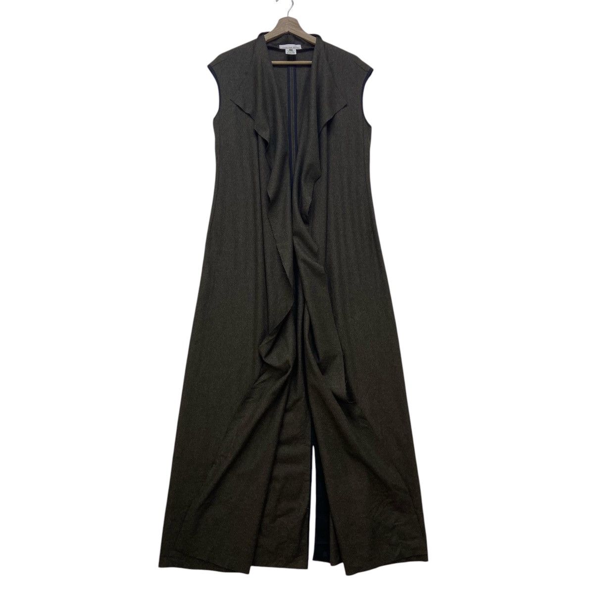 Dries Van Noten Sleeveless & Buttonless Distressed Wool Long Cardigan Coat Size XS / US 0-2 / IT 36-38 - 1 Thumbnail