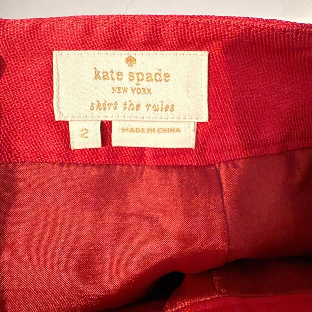 Designer Kate Spade Zooey Red Mini Skirt Silk Blend Size 2 Size 26" / US 2 / IT 38 - 8 Thumbnail