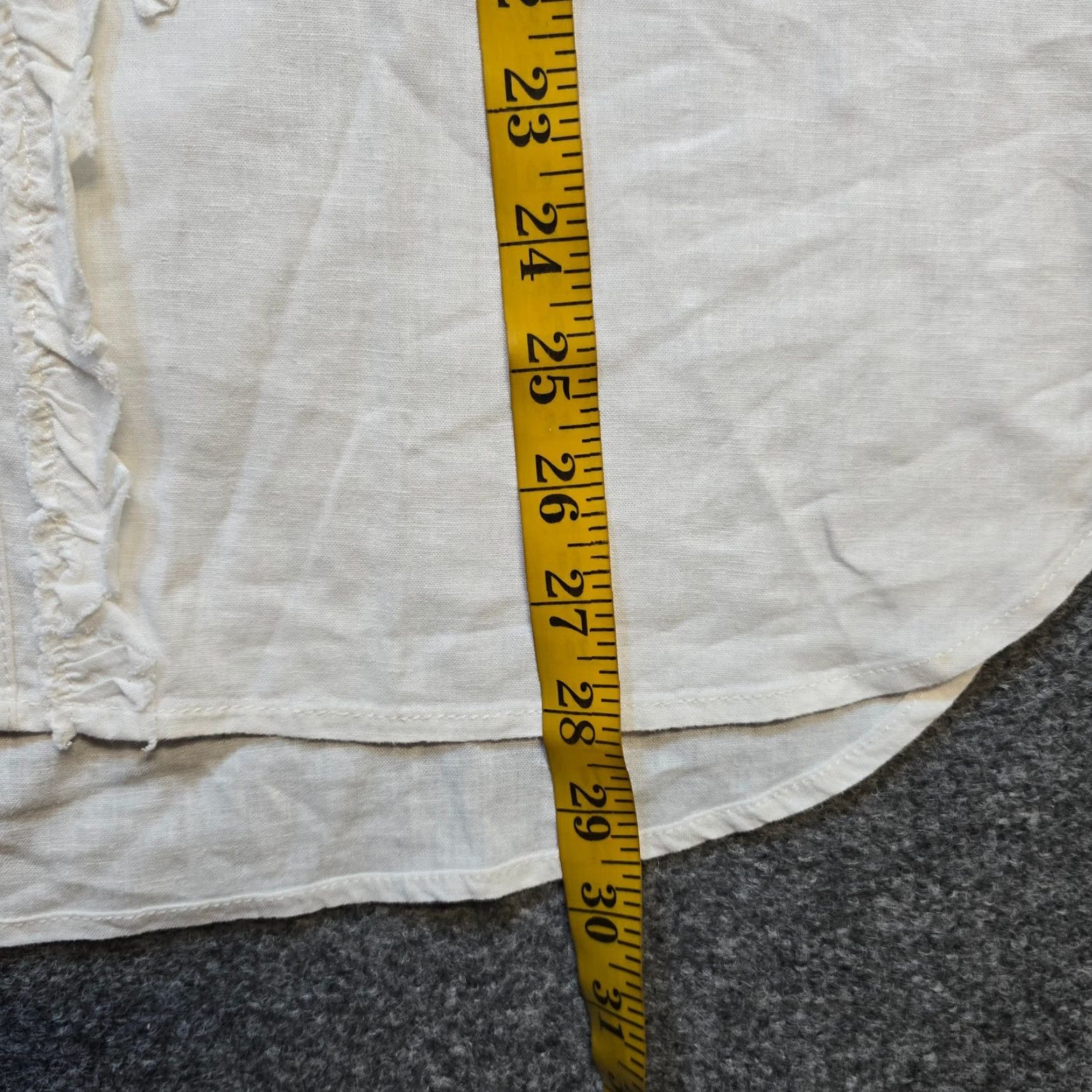 Vintage Pilcro Womens Button-Up Linen White Ruffle Front Casual Shirt Size M Spring Bohemian Womens Size M / US 6-8 / IT 42-44 - 6 Thumbnail