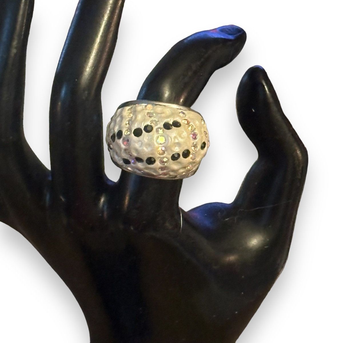 Other White rhinestone stretch dome ring Size ONE SIZE - 2 Thumbnail
