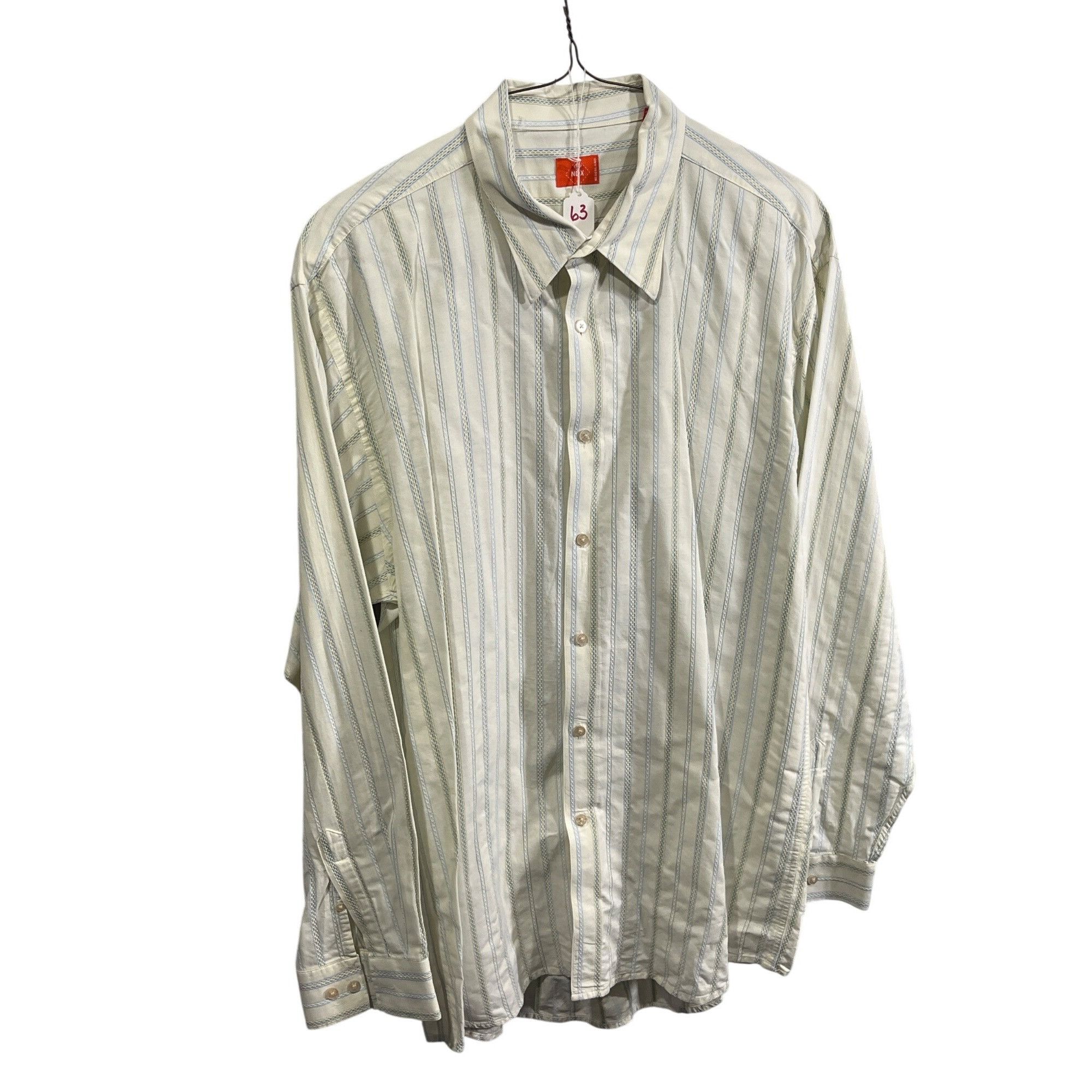 Other NDX Nederland Mens Striped Button-Down Shirt 2XL White & Blu Size US XXL / EU 58 / 5 - 6 Thumbnail