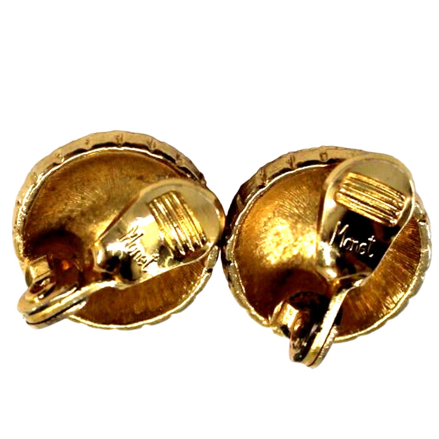 Monet Vintage Monet Earrings • Textured Brushed • Button • Clip On Size ONE SIZE - 2 Thumbnail