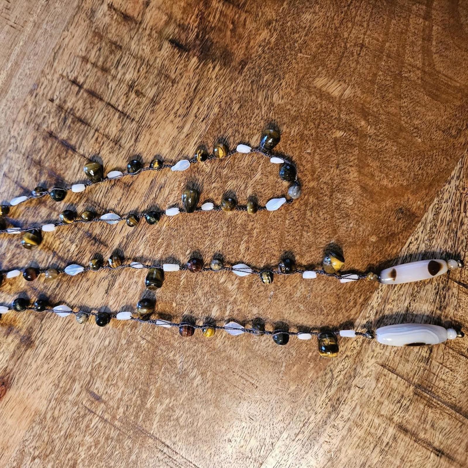 Designer Handmade Lariat Style Tiger's Eye Necklace Size ONE SIZE - 7 Thumbnail