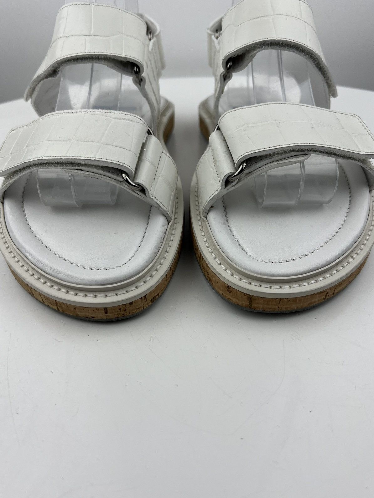 Louis Vuitton LOUIS VUITTON Sandals Textured Leather Shoes Cork Sole LV Size US 9 / EU 42 - 7 Thumbnail