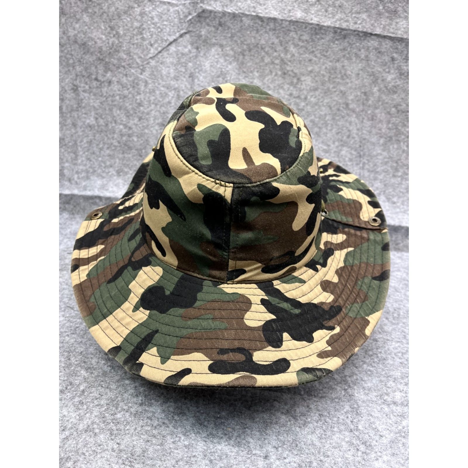 Vintage Green Camo Boonie Hat Adult Medium Cotton Lightweight Outdoor Camp Unisex Size ONE SIZE - 6 Thumbnail