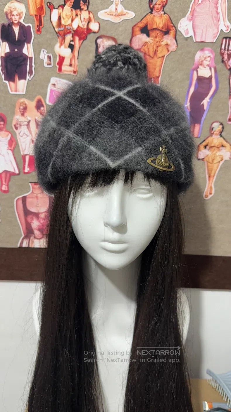 Vivienne Westwood Vivienne Westwood Gray Plaid Furry Beret Size ONE SIZE - 1 Thumbnail
