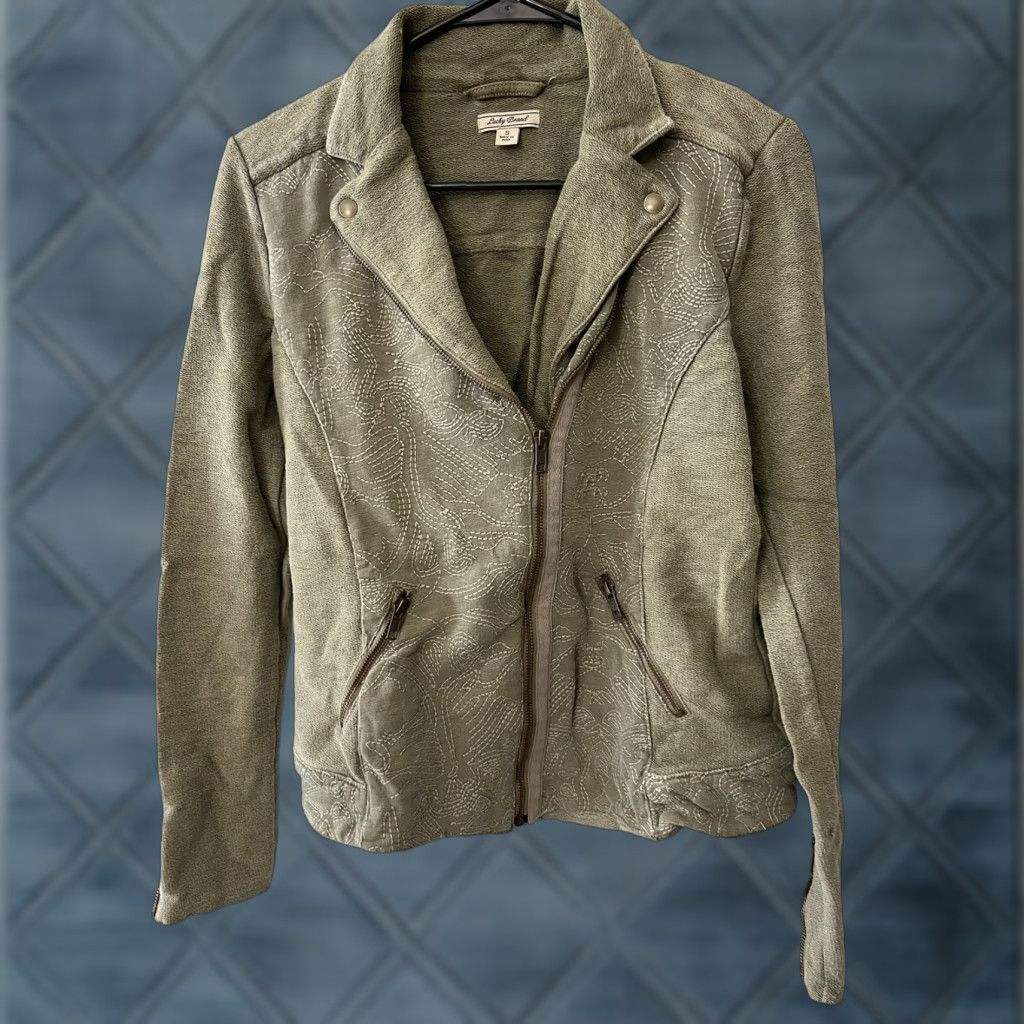 Lucky Brand Lucky Brand Blazer Jacket Women's S Army Green Collar Cotton Knit Single Button Size S / US 4 / IT 40 - 1 Thumbnail