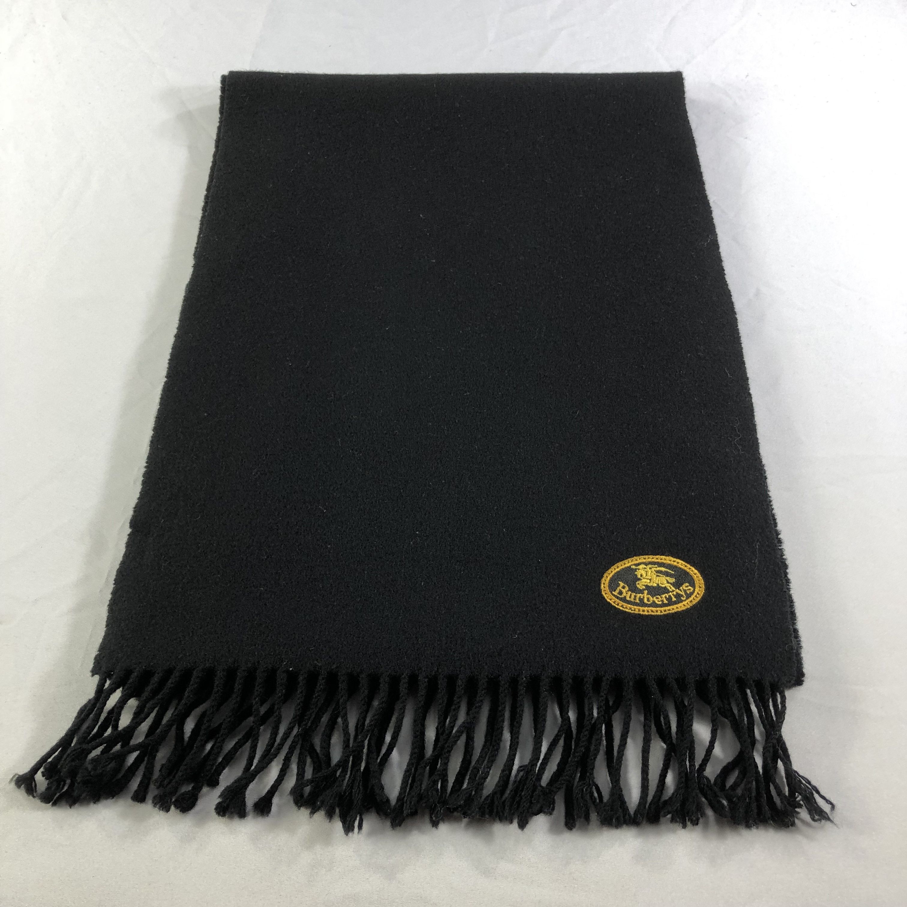 Burberry Burberrys Plain Black Wool Scarf Muffler V1650 Size ONE SIZE - 2 Thumbnail