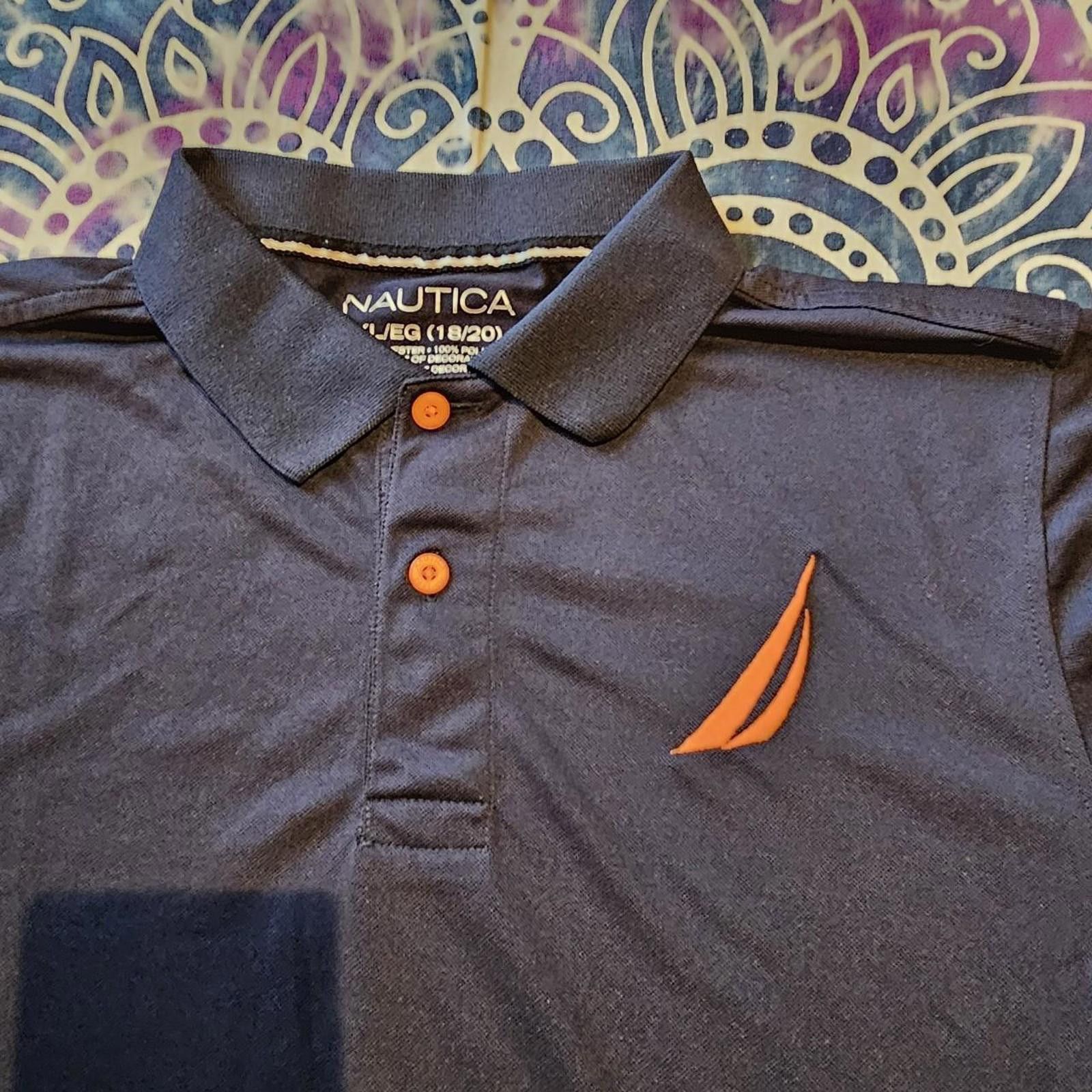 Nautica Nautica Kid's Orange and Navy XL Polo-shirt Size US XL / EU 56 / 4 - 8 Thumbnail