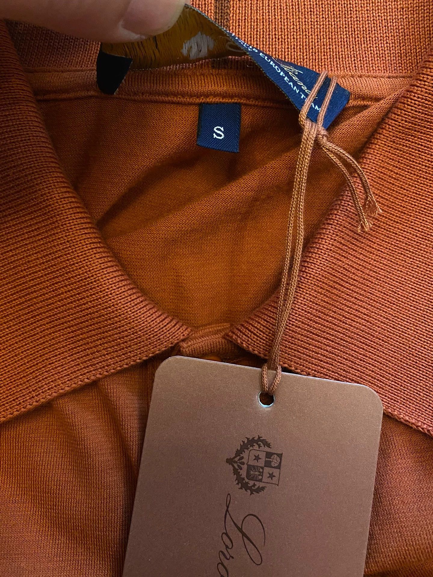 Loro Piana LORO PIANA Men's S Orange Knit Polo Shirt Size US S / EU 44-46 / 1 - 6 Thumbnail