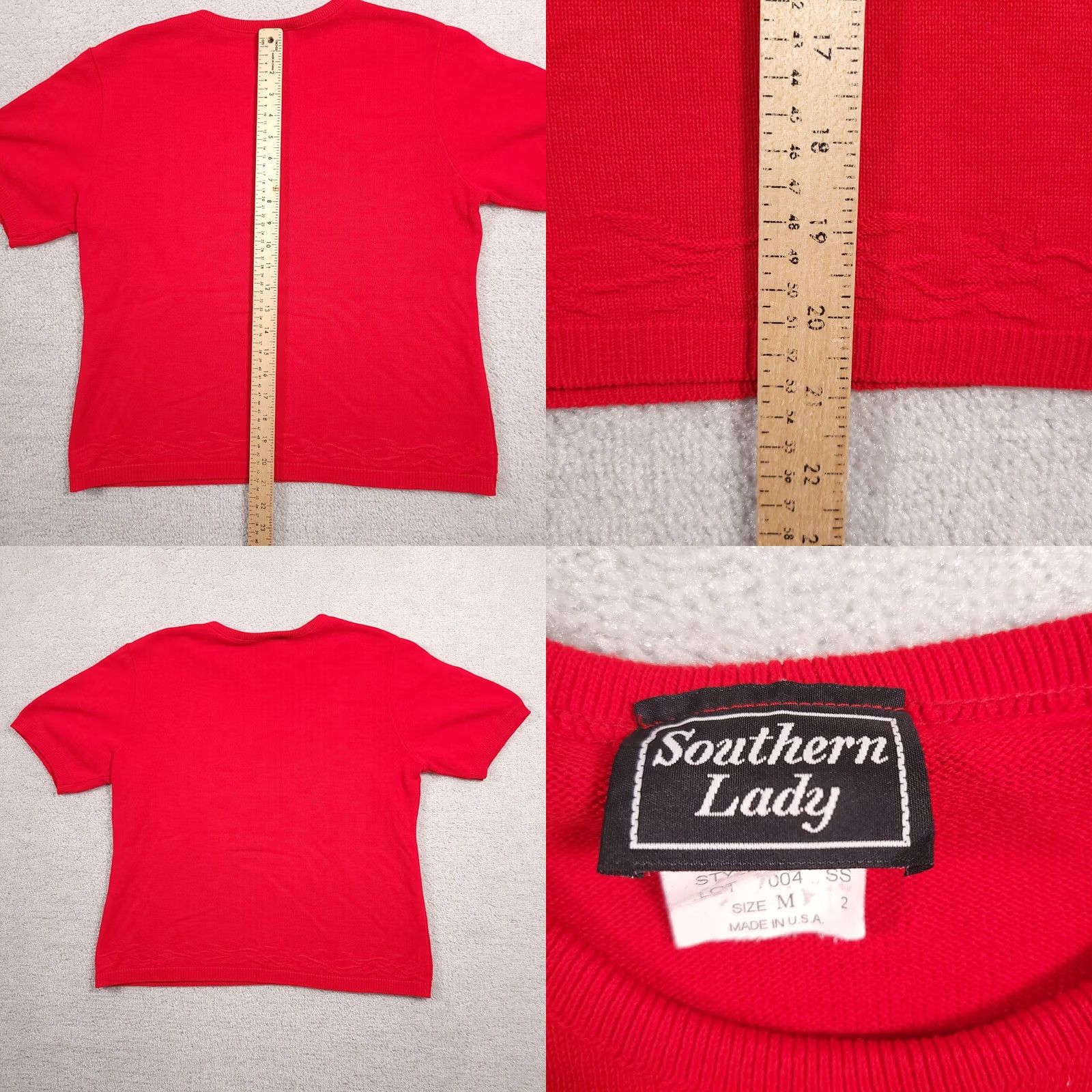 Vintage VINTAGE Southern Lady Short Sleeve Sweater Womens Large Red Knit Embroidered USA Size M / US 6-8 / IT 42-44 - 8 Thumbnail