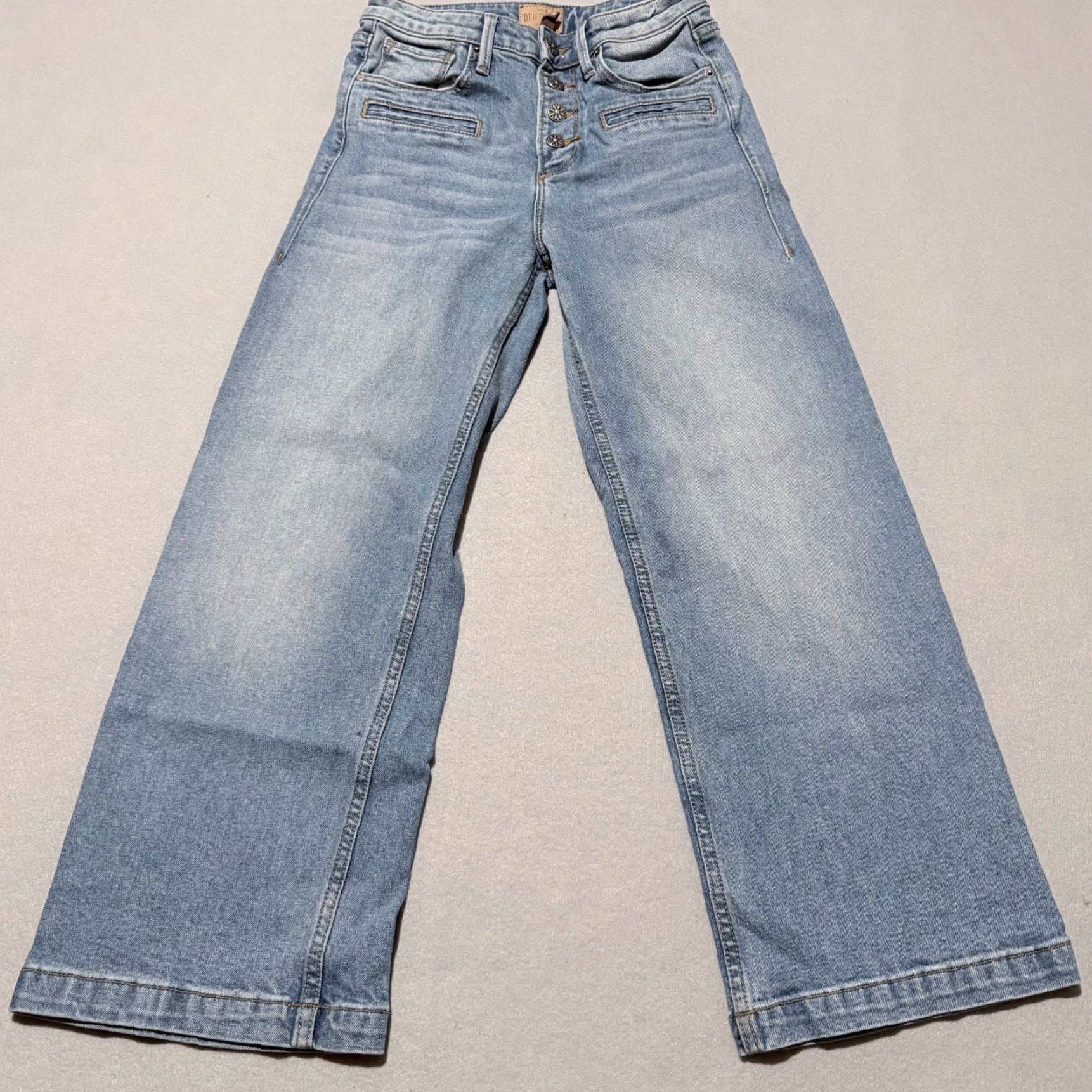 Vintage DRIFTWOOD Charlee Cropped Flare Jeans Womens Blue Denim Wide Leg Button Fly - 24 Size 42" / US 20 - 2 Thumbnail