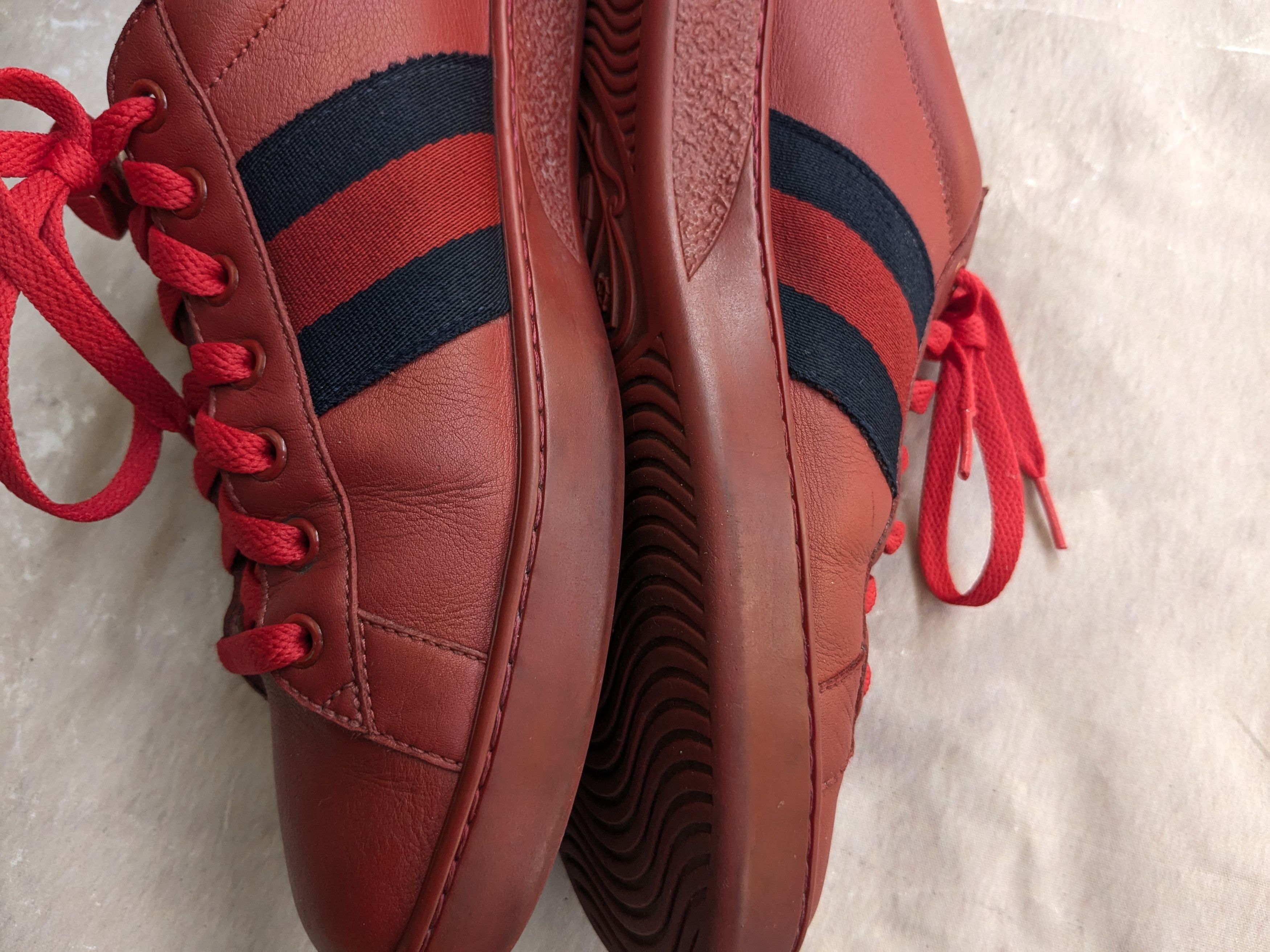 Gucci Gucci Ace Sneakers 9.5 Red Leather Low 429446 Size US 9.5 / EU 42-43 - 11 Thumbnail