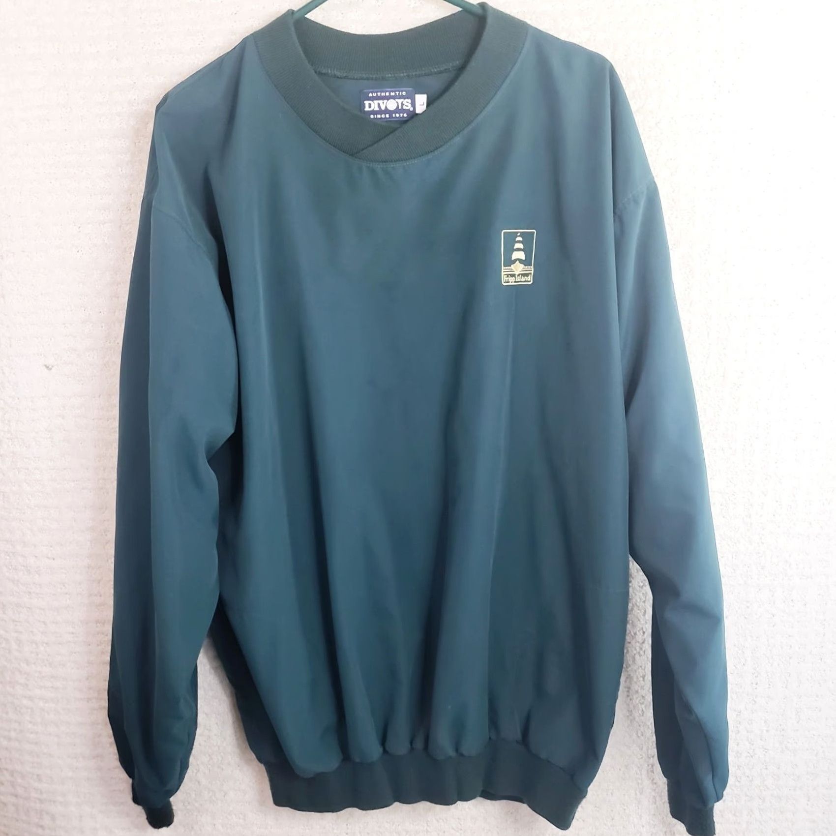 Vintage VINTAGE Divots Fripp Island Pullover Windbreaker Jacket Men L Green Zip V-neck Golf Windbreaker Mens Size US L / EU 52-54 / 3 - 2 Thumbnail