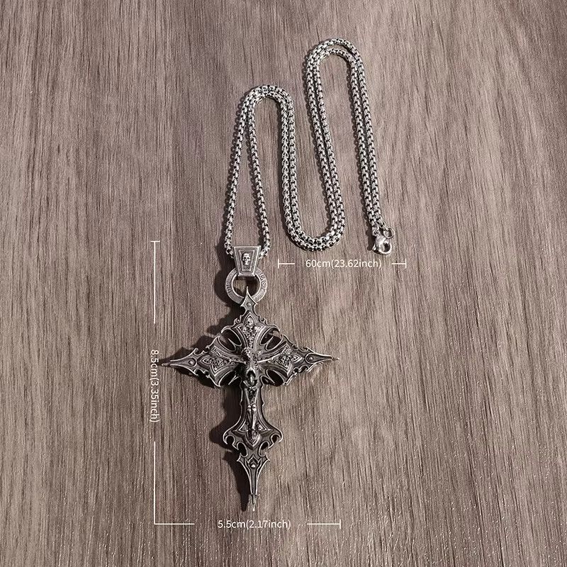Jewelry Gothic Crucifixion Skull Cross Pendant Necklace Catholic Size ONE SIZE - 2 Thumbnail
