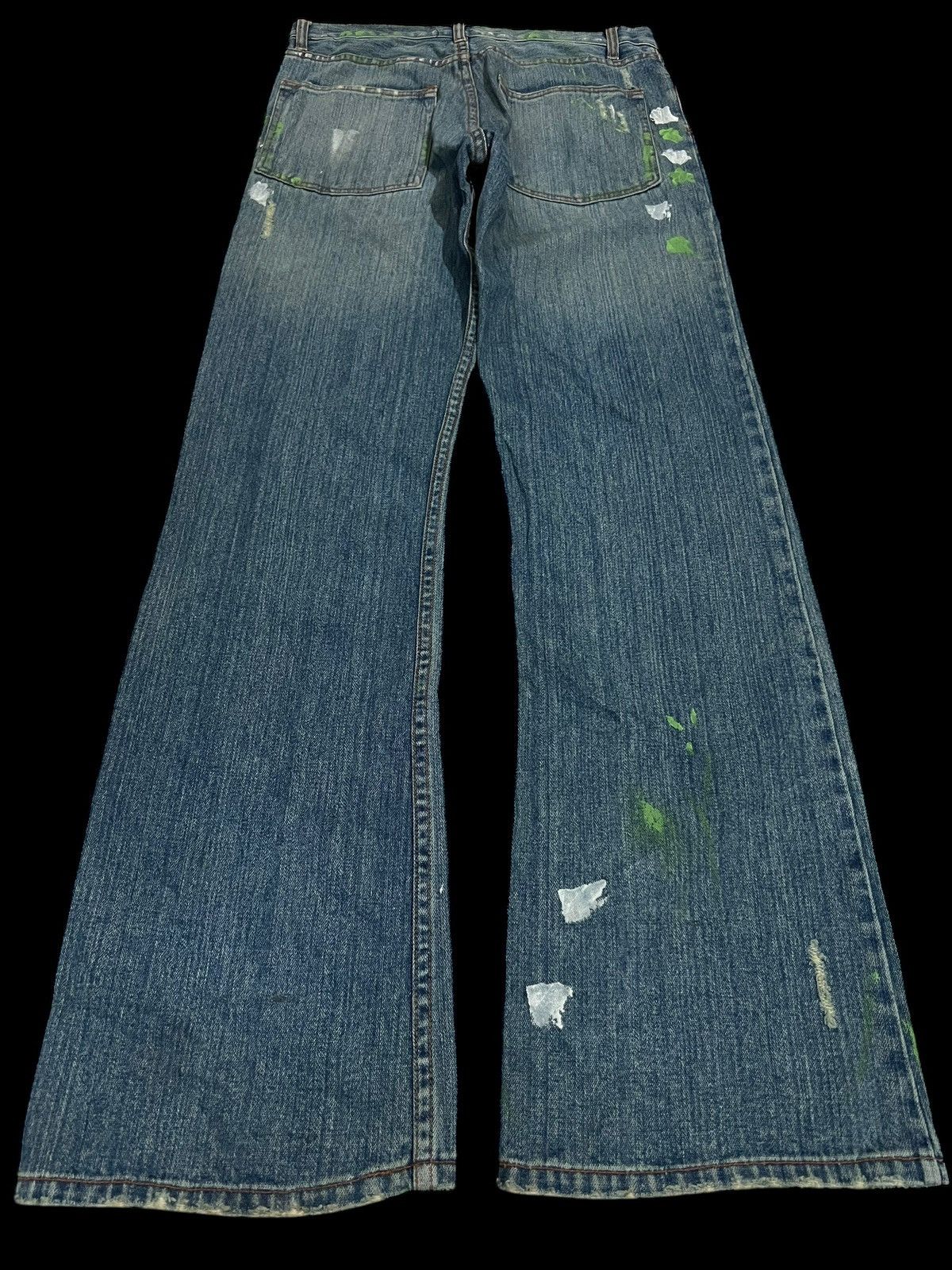 Japanese Brand FLARE 90’s NYLAUS DISTRESS PAINTER JEAN Size US 30 / EU 46 - 2 Thumbnail