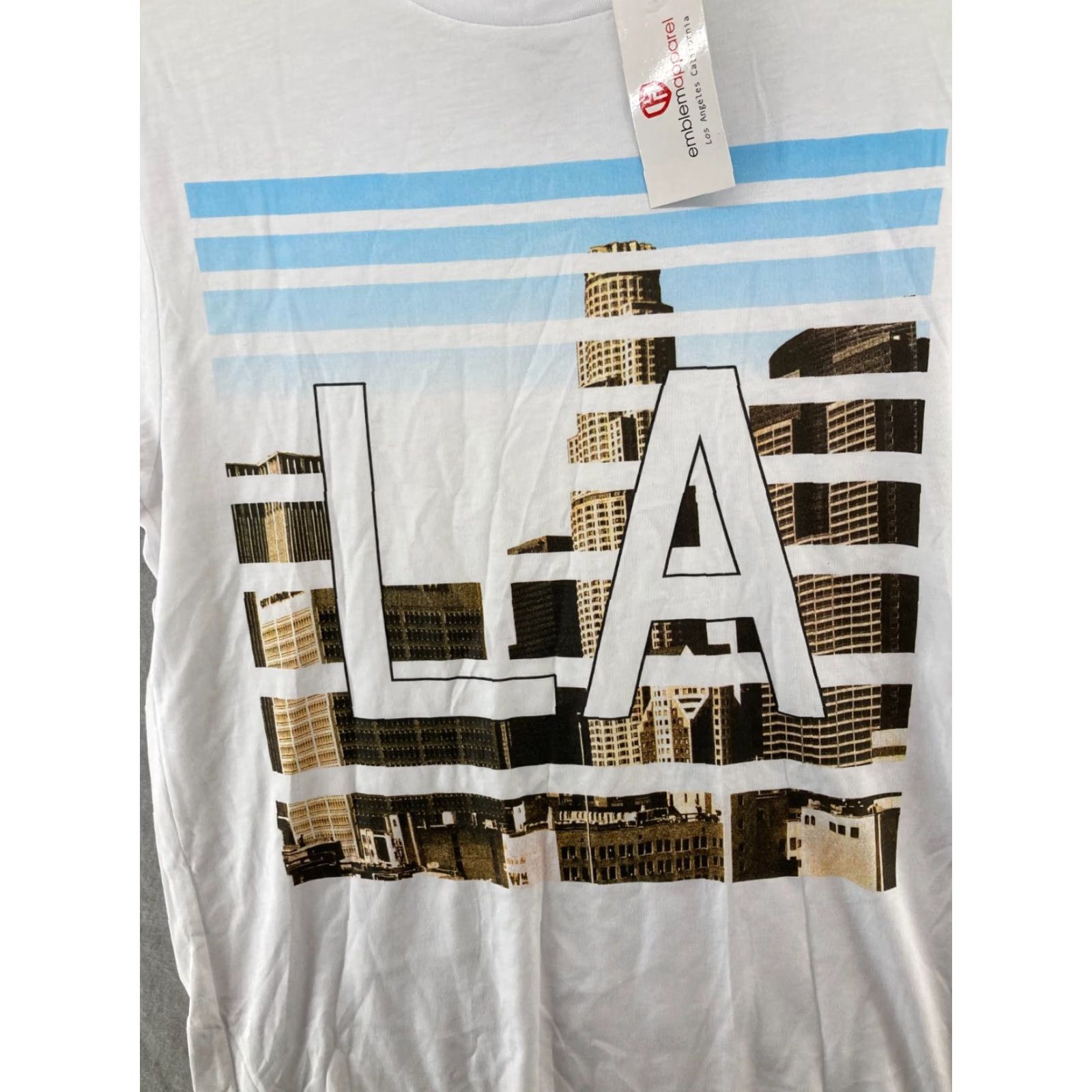 Vintage Emblem Apparel Men's Shirt Small White Los Angeles Skyline Short Sleeve Classic T-Shirt Size US S / EU 44-46 / 1 - 4 Thumbnail