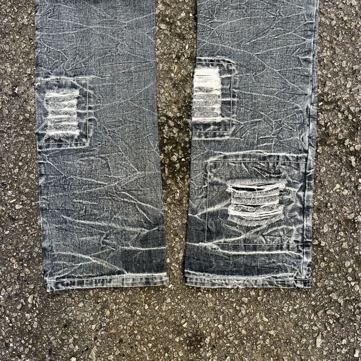 Japanese Brand Low Box Distressed Boro Acid Wash Slim Straight Jeans Punk Size US 32 / EU 48 - 11 Thumbnail