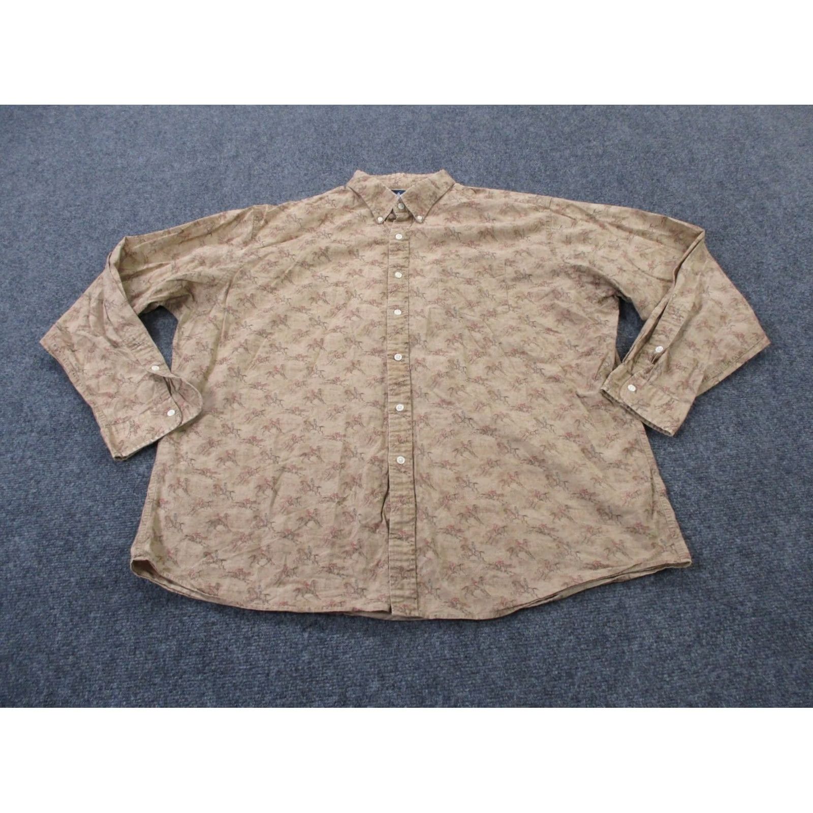 Polo Ralph Lauren Polo Ralph Lauren Shirt Men XL Button-Up Horse Print Vintage Button-Down Collared Long Sleeve Brown Cotton Knit Size US XL / EU 56 / 4 - 2 Thumbnail