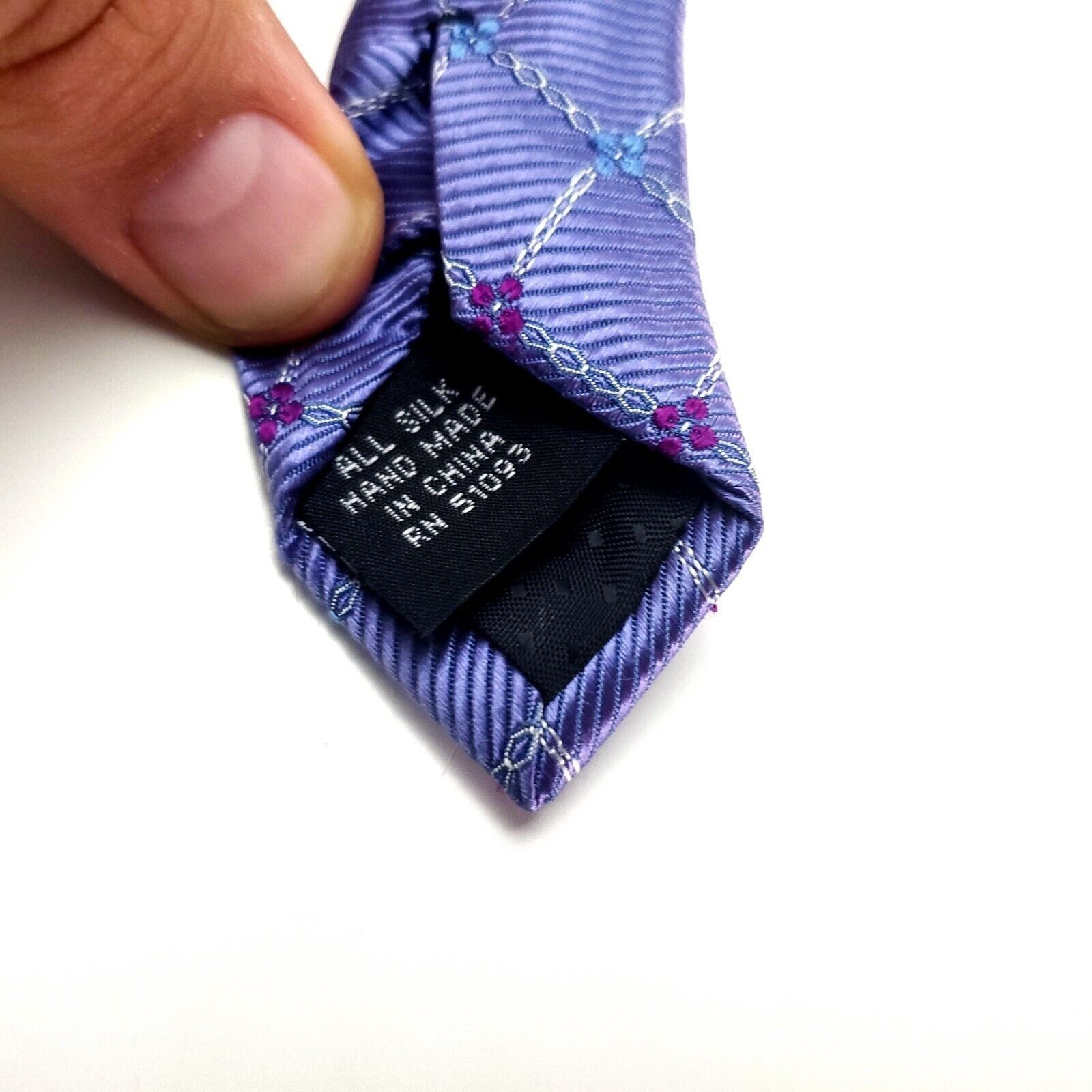 George George Silk Tie Purple Woven Wide Size ONE SIZE - 4 Thumbnail