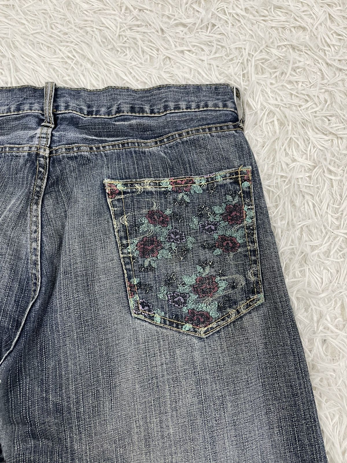 Japanese Brand Dragon Embroidered & Flowers Printed Flare Jeans Pant Size US 36 / EU 52 - 7 Thumbnail