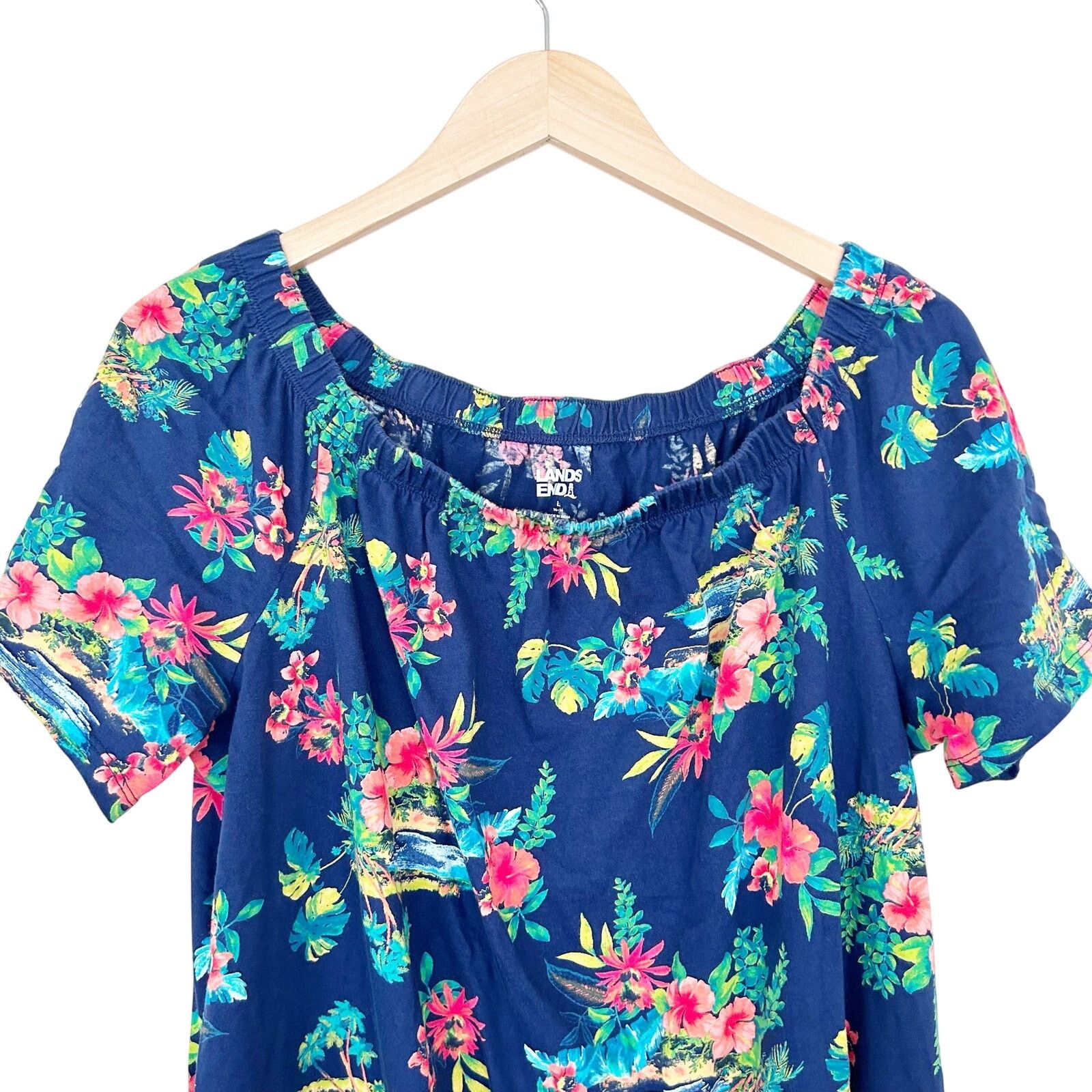 Lands' End Lands End Blue Floral Dress Sz L Size L / US 10 / IT 46 - 3 Thumbnail