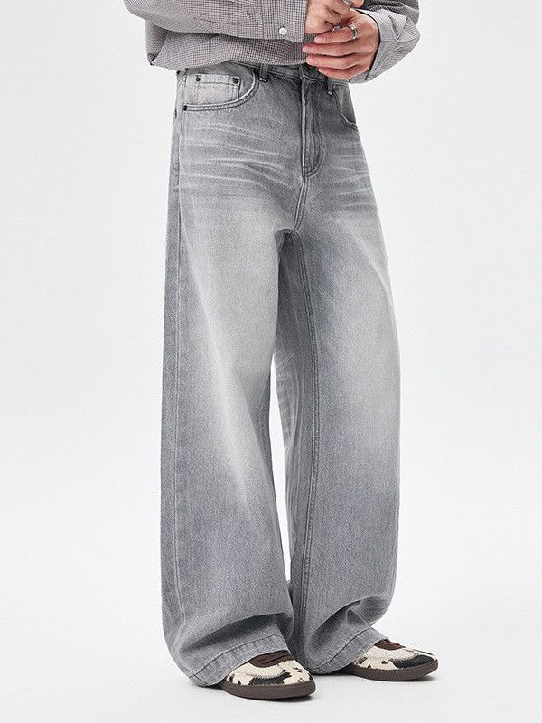 Jean Men's Retro Straight-Leg Loose-Fit Distressed Wide-Leg Jeans Size US 32 / EU 48 - 2 Thumbnail