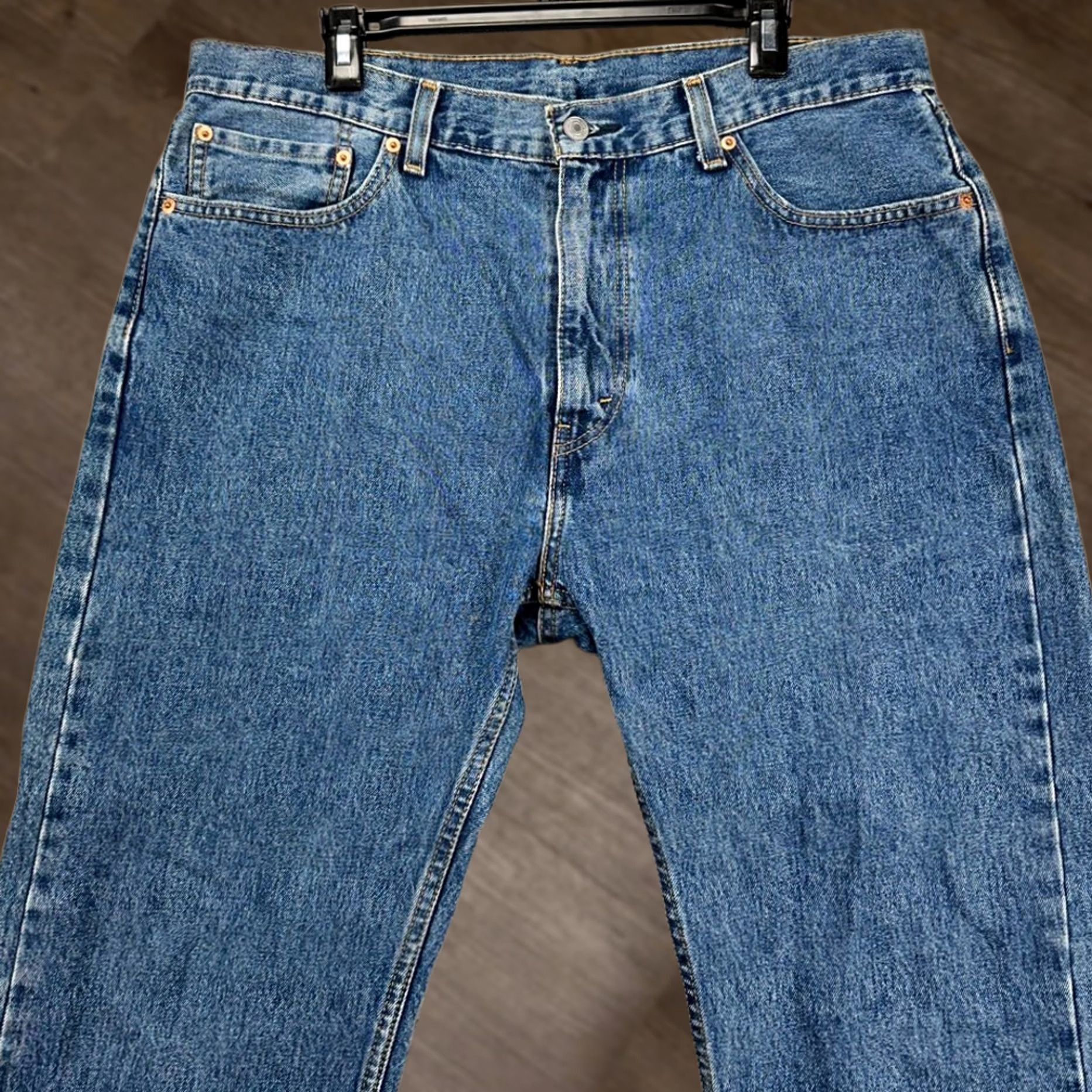 Levi's Levi's 505 Straight Jeans Men 38X32 Blue Red Tab Regular Fit 5 Pocket Denim Pants Size US 38 / EU 54 - 1 Thumbnail
