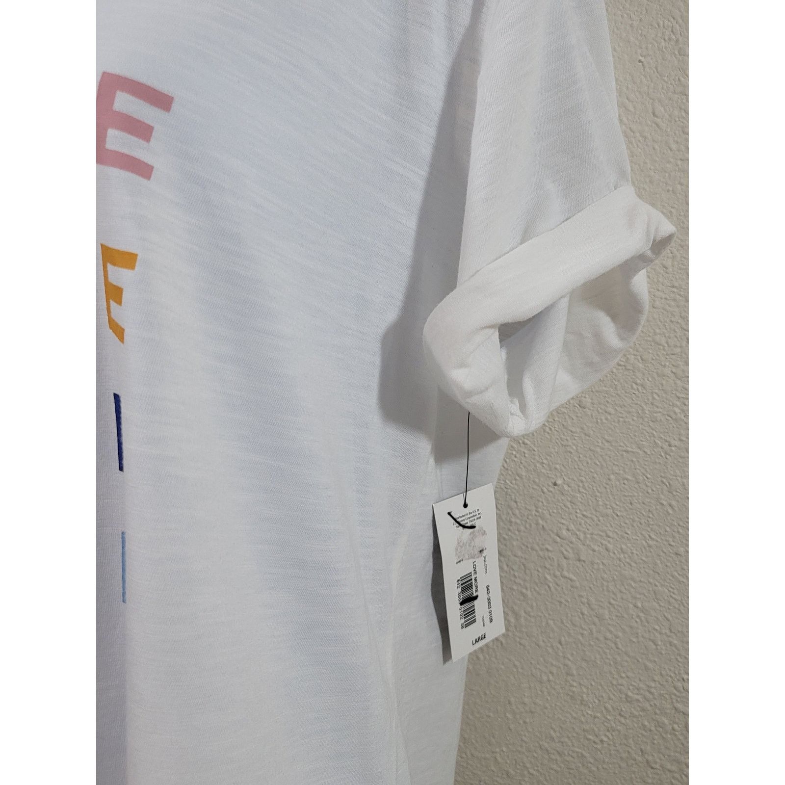 Other A.N.A. White Slub Knit Love More Shirt Top Large NWT Size L / US 10 / IT 46 - 4 Thumbnail