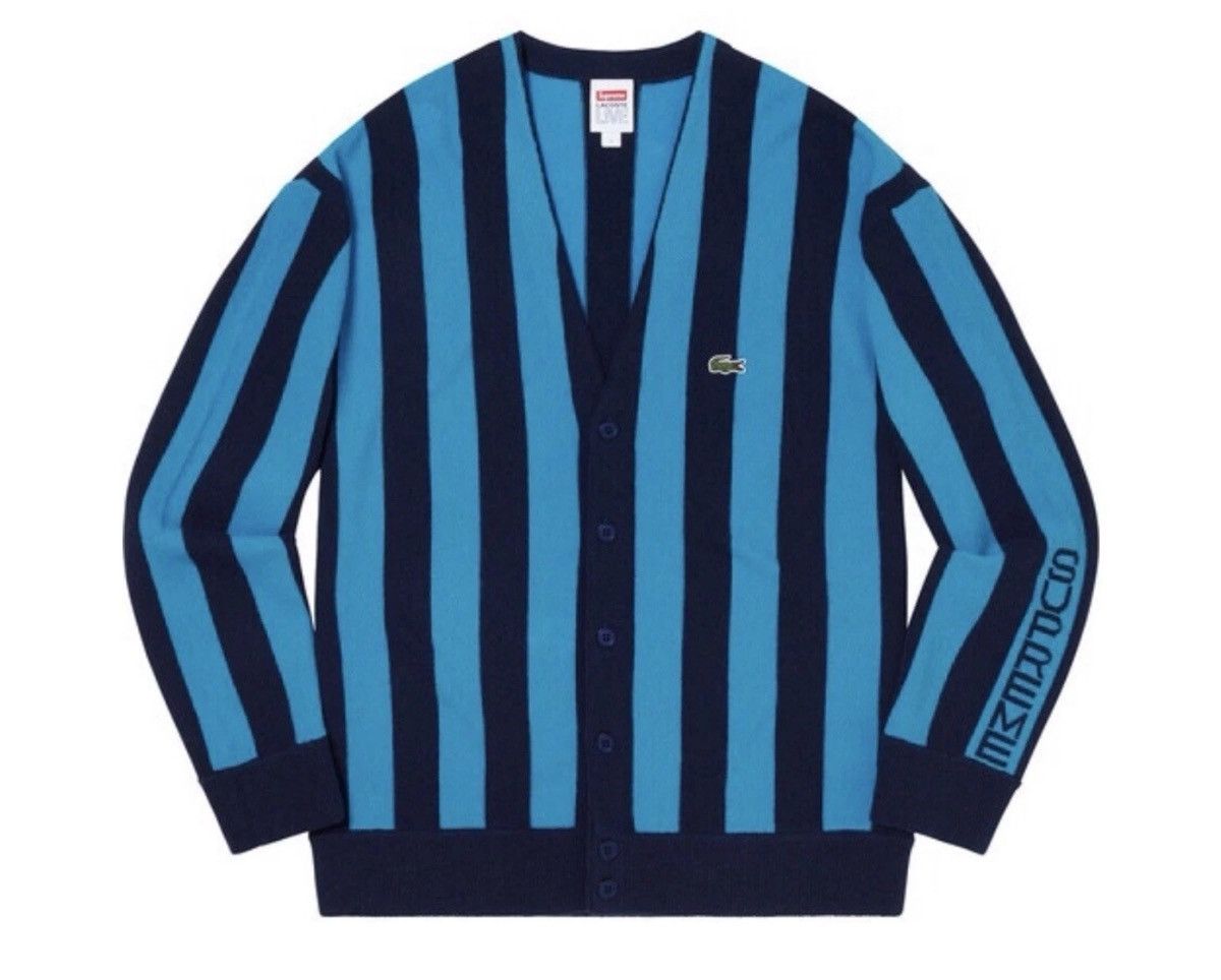Lacoste × Supreme Supreme®/LACOSTE Stripe Cardigan Navy Sz: Medium Size US M / EU 48-50 / 2 - 1 Preview