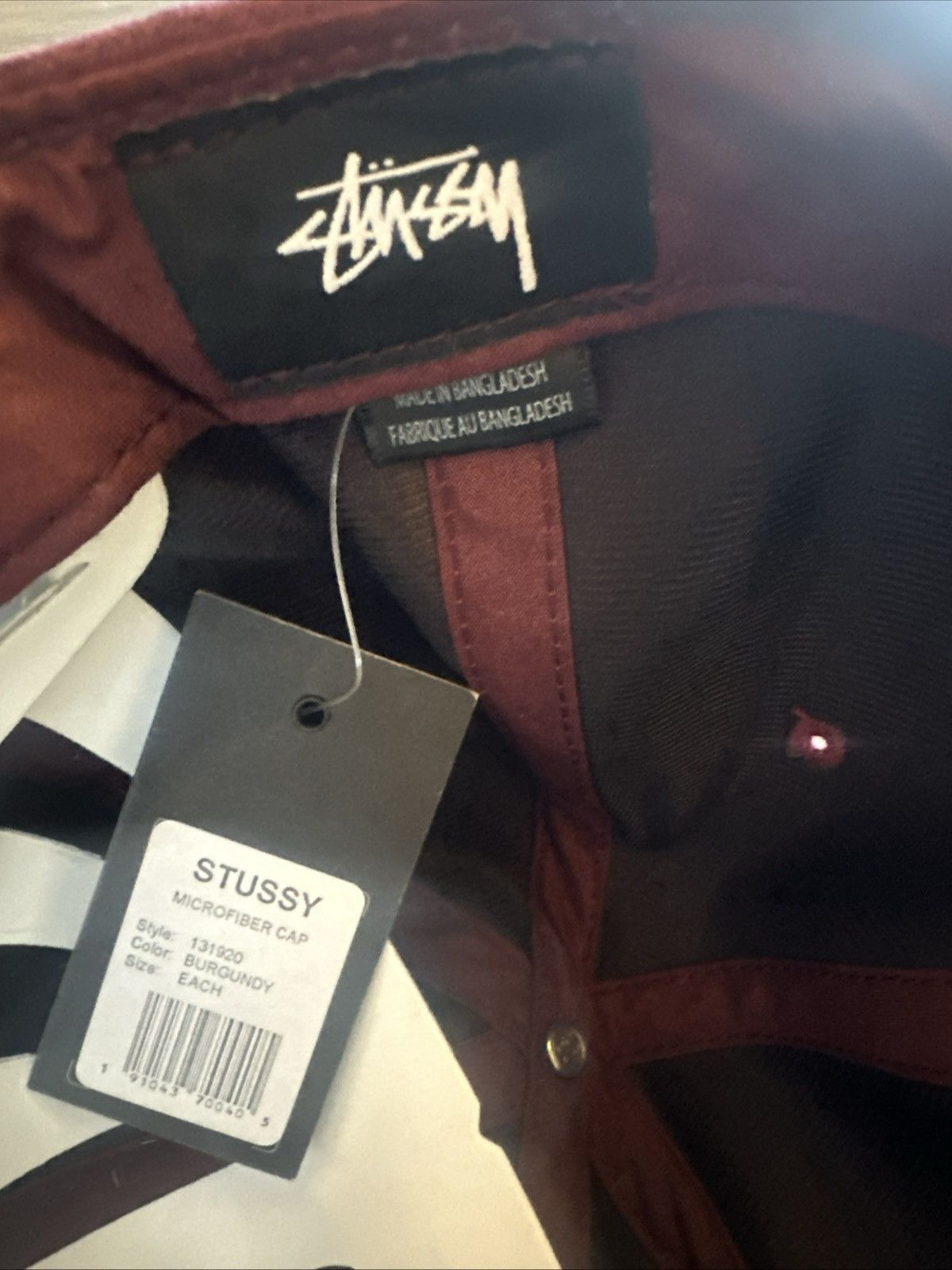 Stussy Stussy Men’s Washed Oxford Canvas Hat Burgundy with Green Size ONE SIZE - 5 Thumbnail