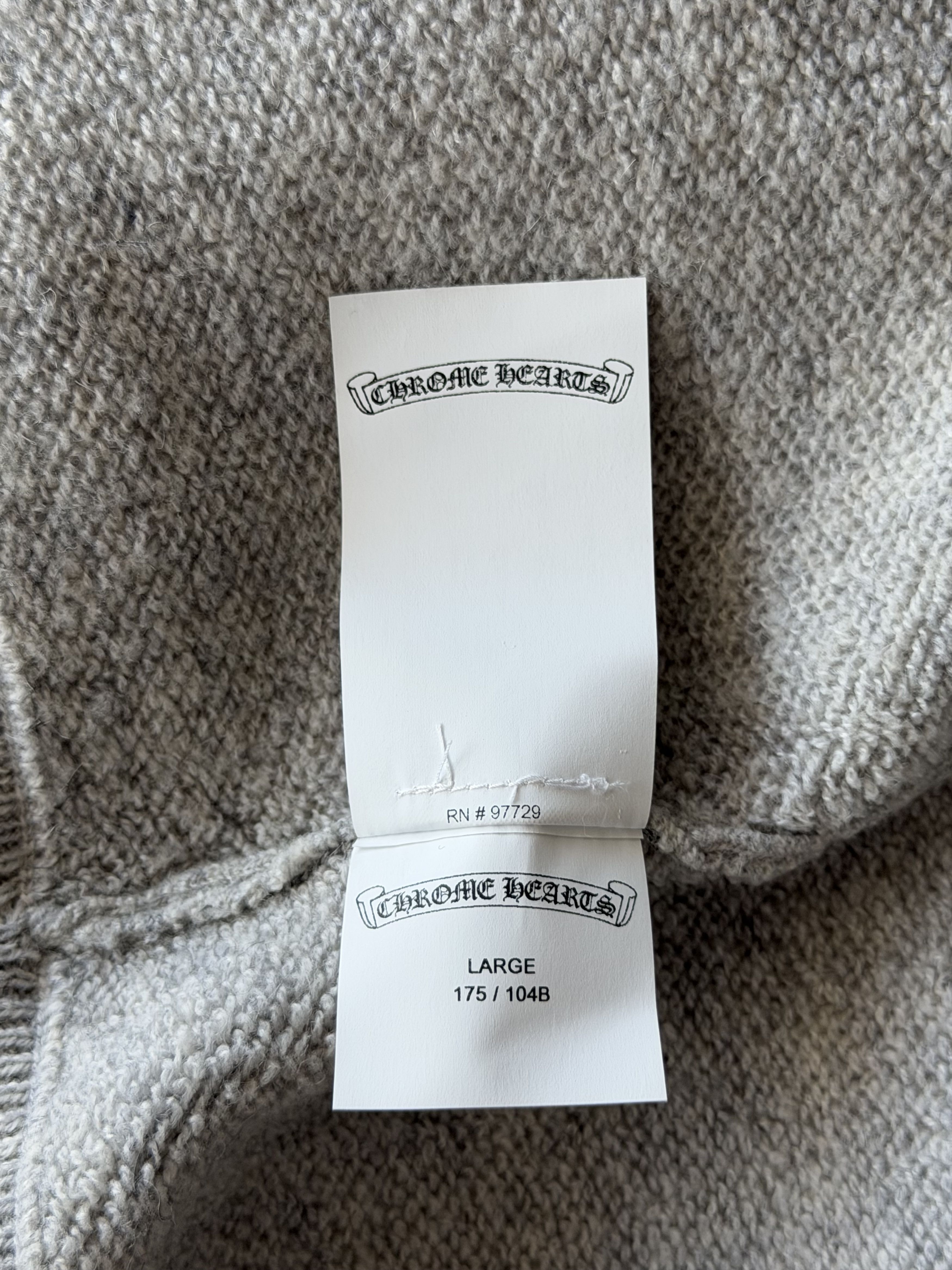 Chrome Hearts Grey & Black Embroidered Cashmere Zip Up Hoodie Size US L / EU 52-54 / 3 - 6 Thumbnail
